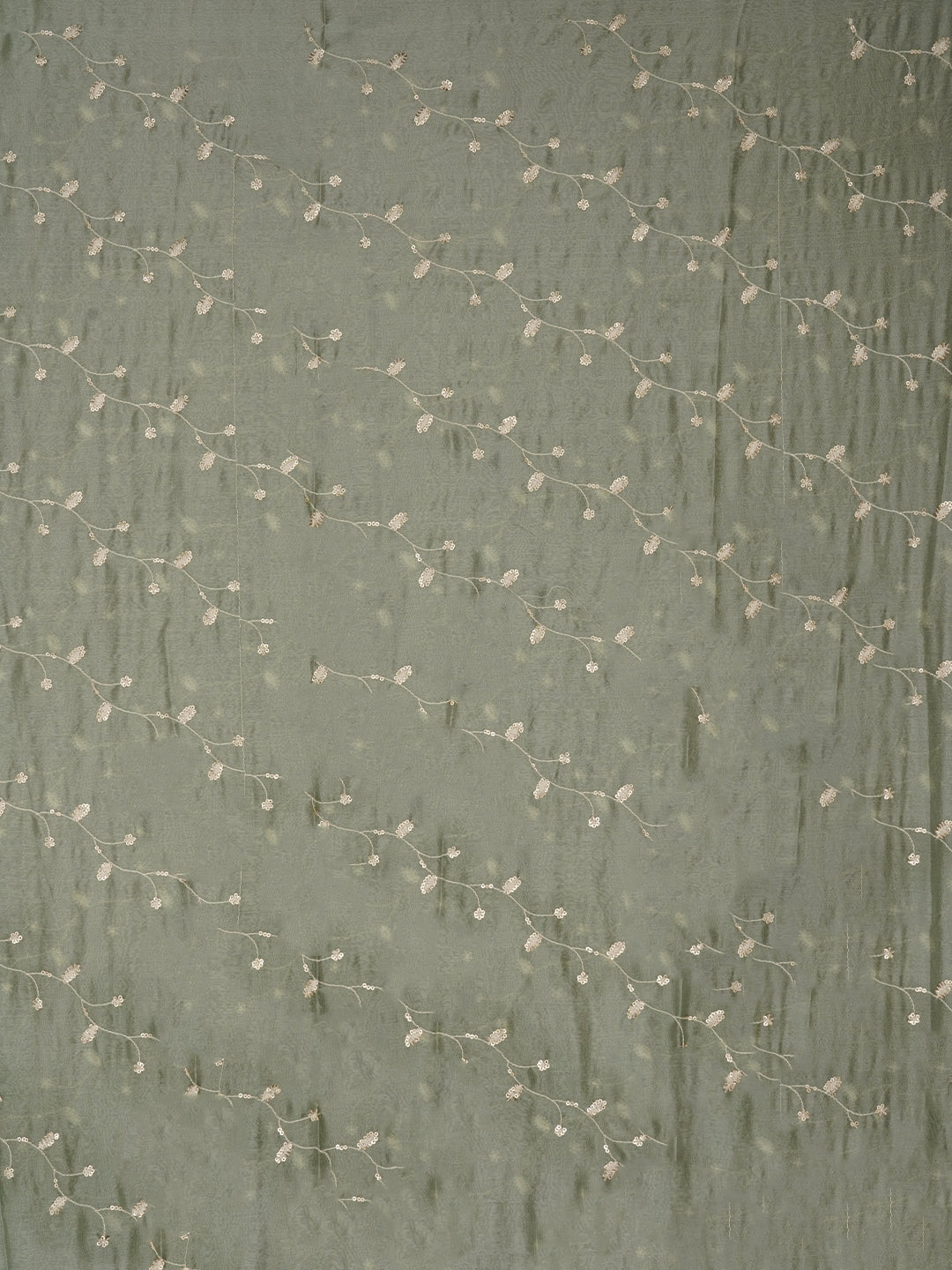 Sea Green Sequin Embroidered Pure Cotton Dress Material with Dupatta