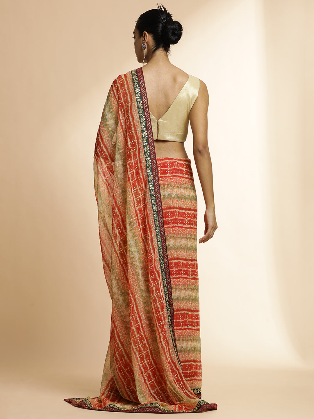 Red Printed Lightweight Georgette Saree
