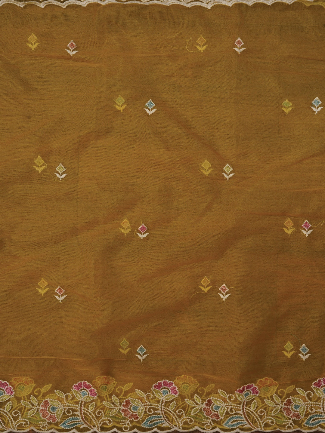 Mustard Zari Pure Cotton Dress Material with Dupatta