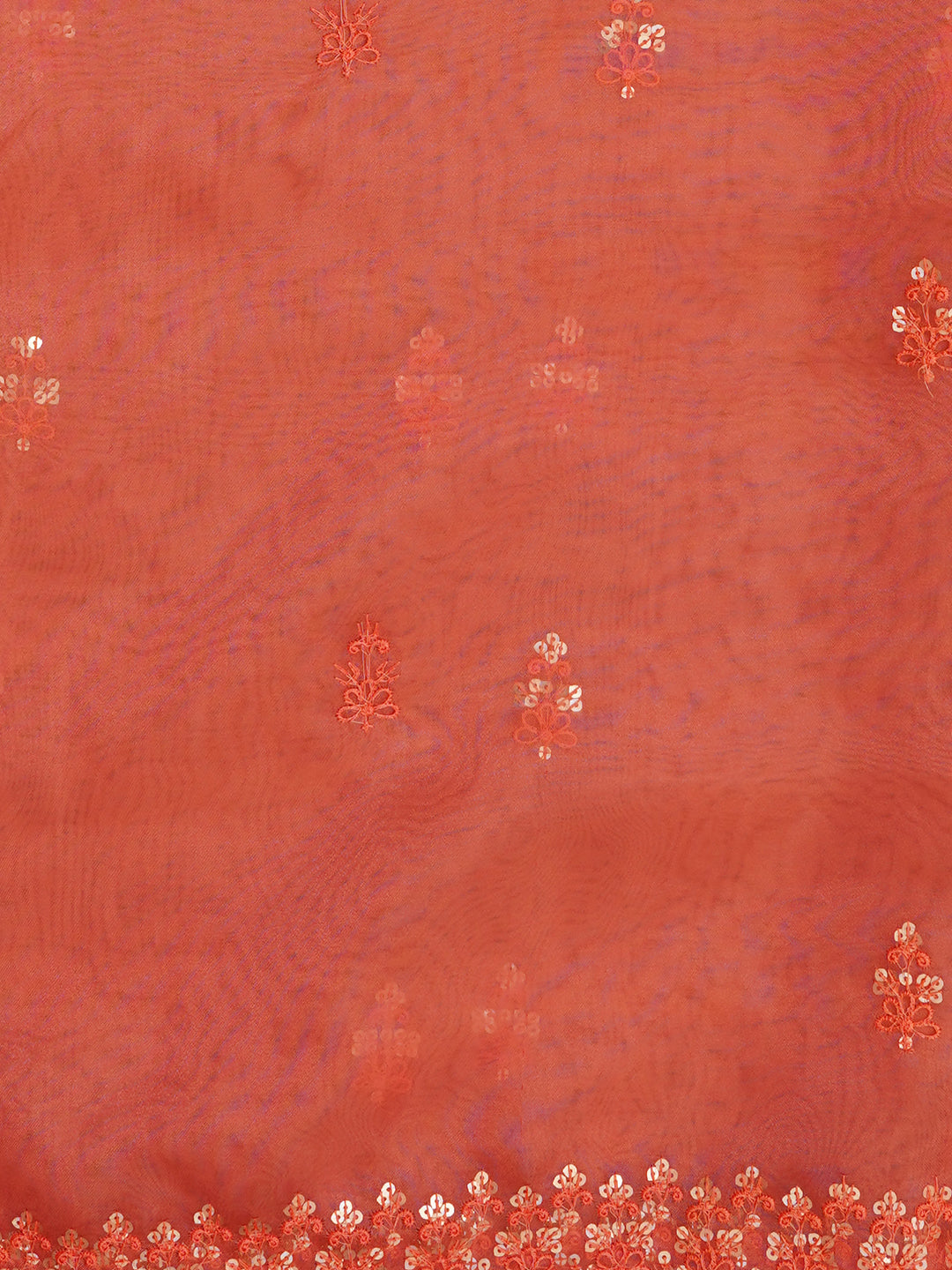 Peach Unstitched Embroidered Organza Dress Material With Dupatta