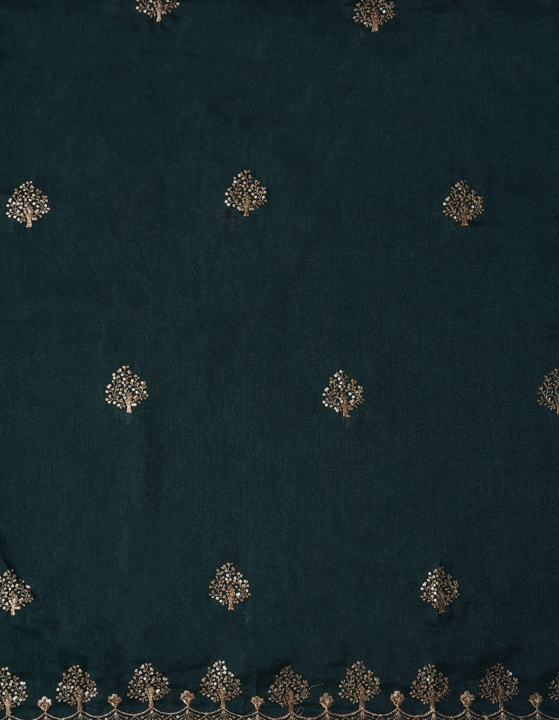 Teal Sequin Work Cotton Blend Dress Material with Dupatta