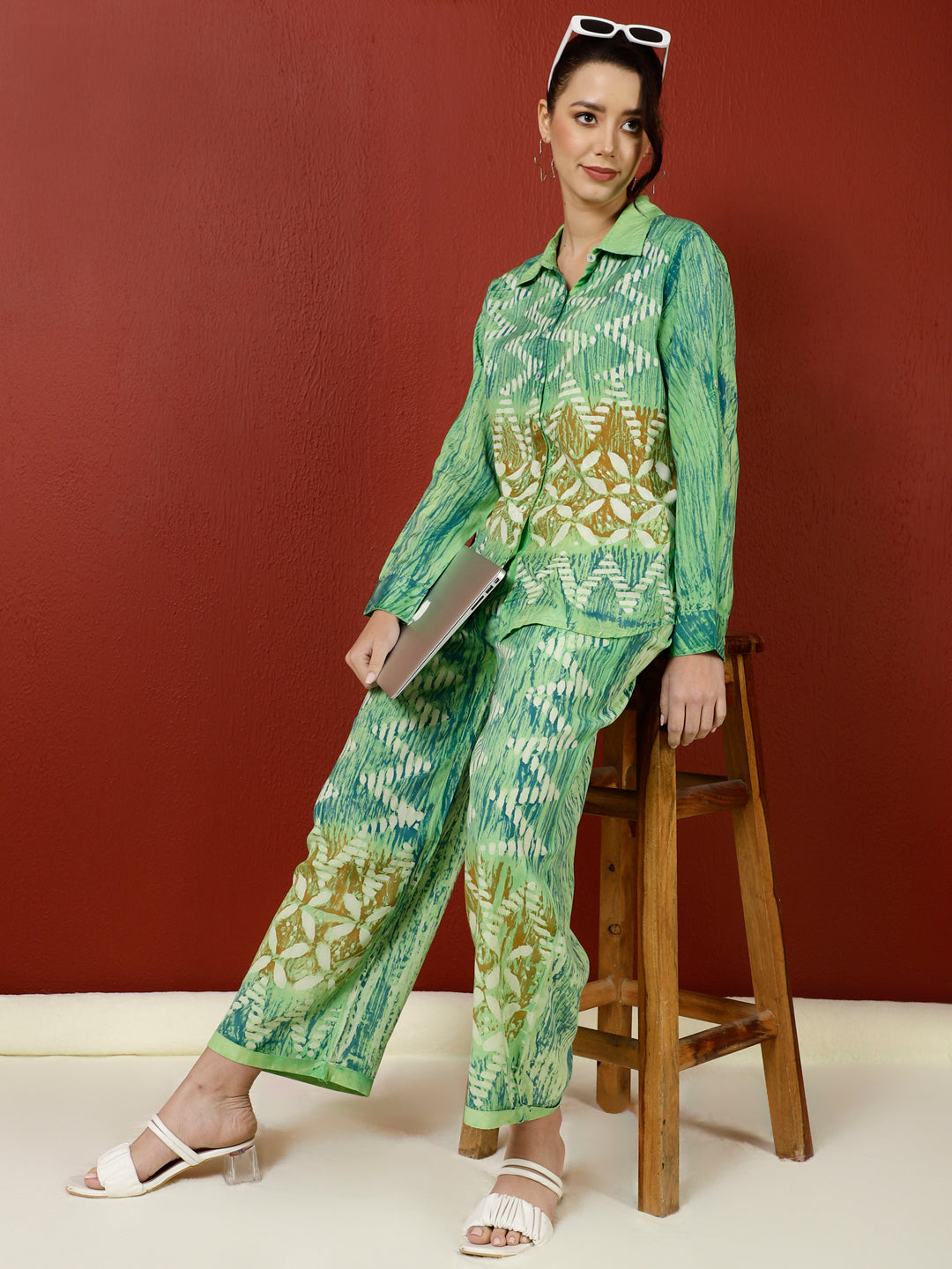 Hand Tie-Dye Bagru Printed Office Co-ord Set
