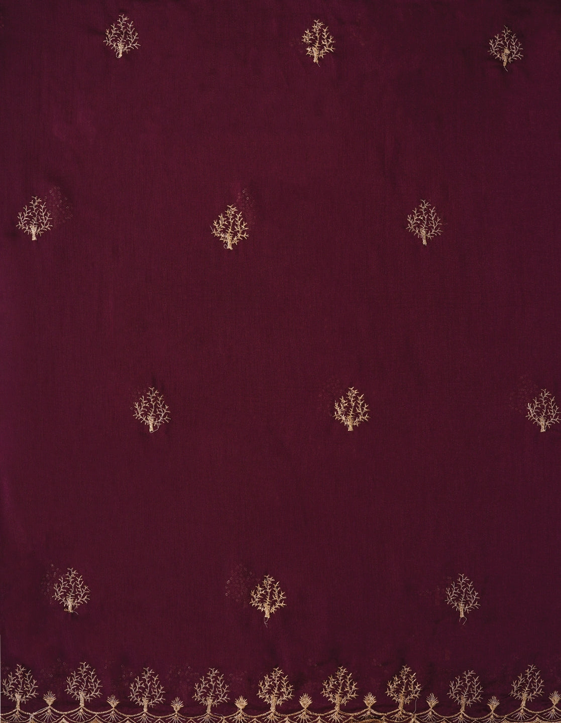 Purple Sequin Work Cotton Blend Dress Material with Dupatta