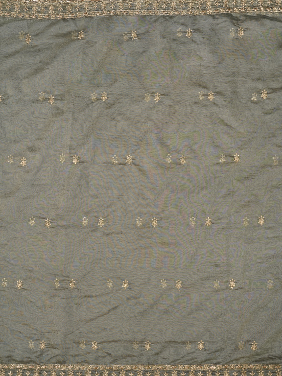 Mehandi Green Floral Printed Sequin Embroidered Dress Material with Dupatta