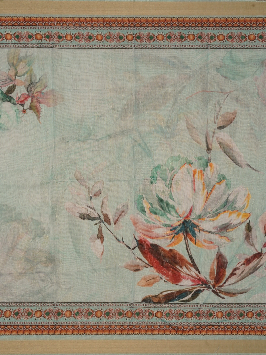 Sea Green Unstitched Zari Woven Design Cotton Dress Material with Dupatta