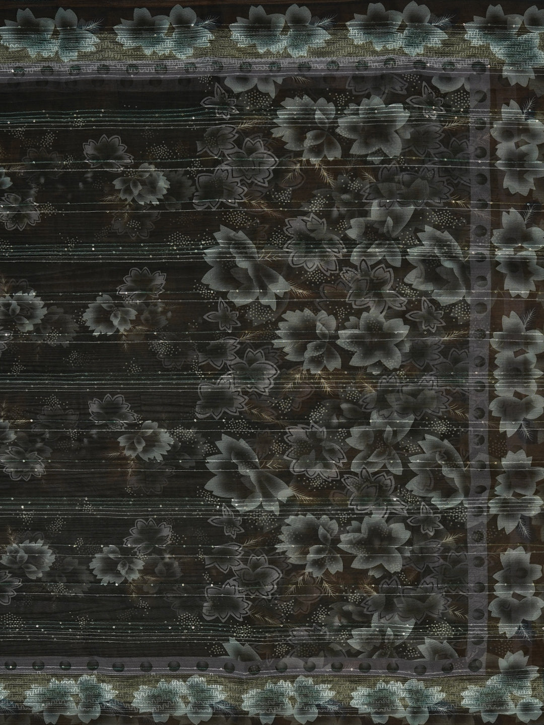 Olive Green Unstitched Embellished Organza Dress Material With Dupatta