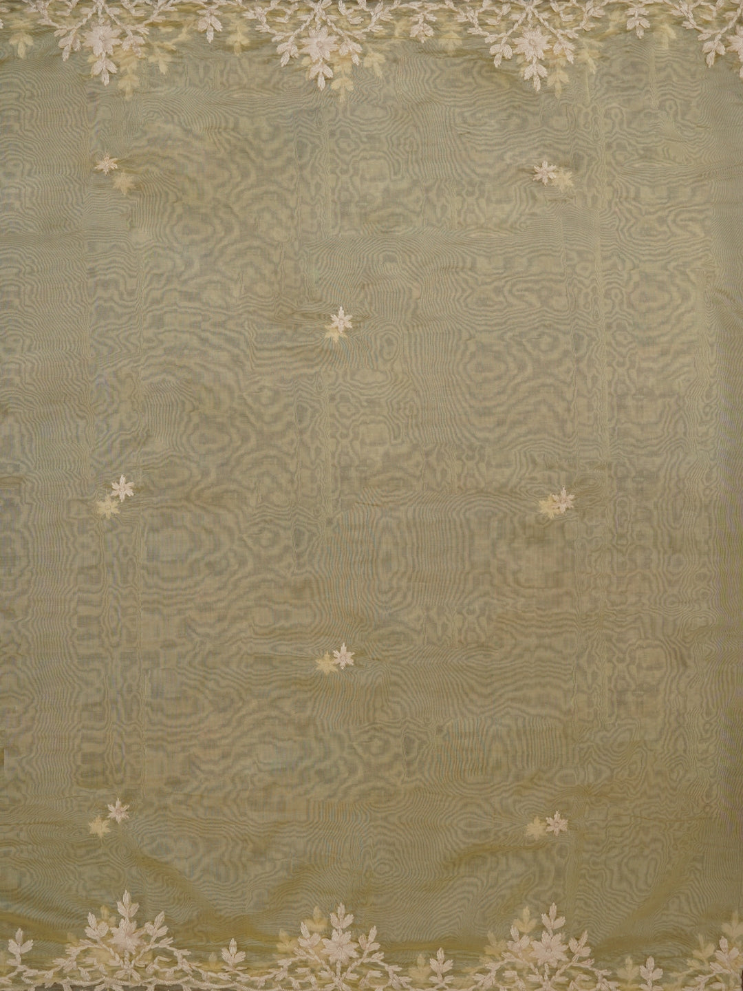 Sequin Embroidered Silk Blend Off White Dress Material with Dupatta