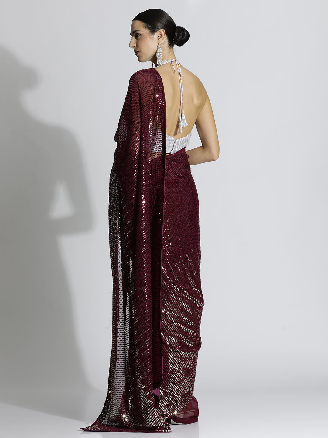 Sequin Embroidered Party Wear Tissue Saree