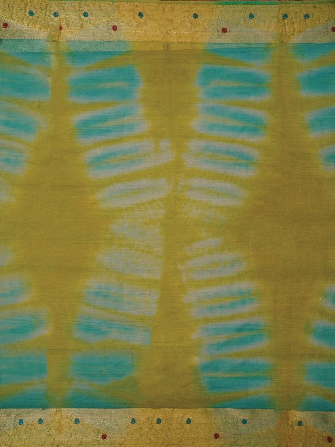 Green Cotton Blend Embellished Dress Material with Dupatta