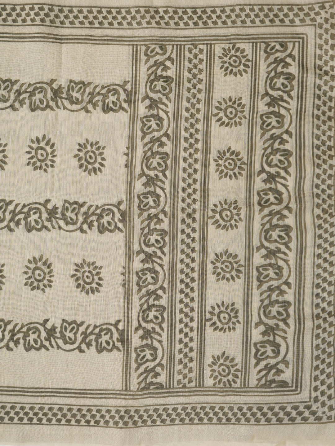 Green Floral Printed Cotton Blend Dress Material with Dupatta