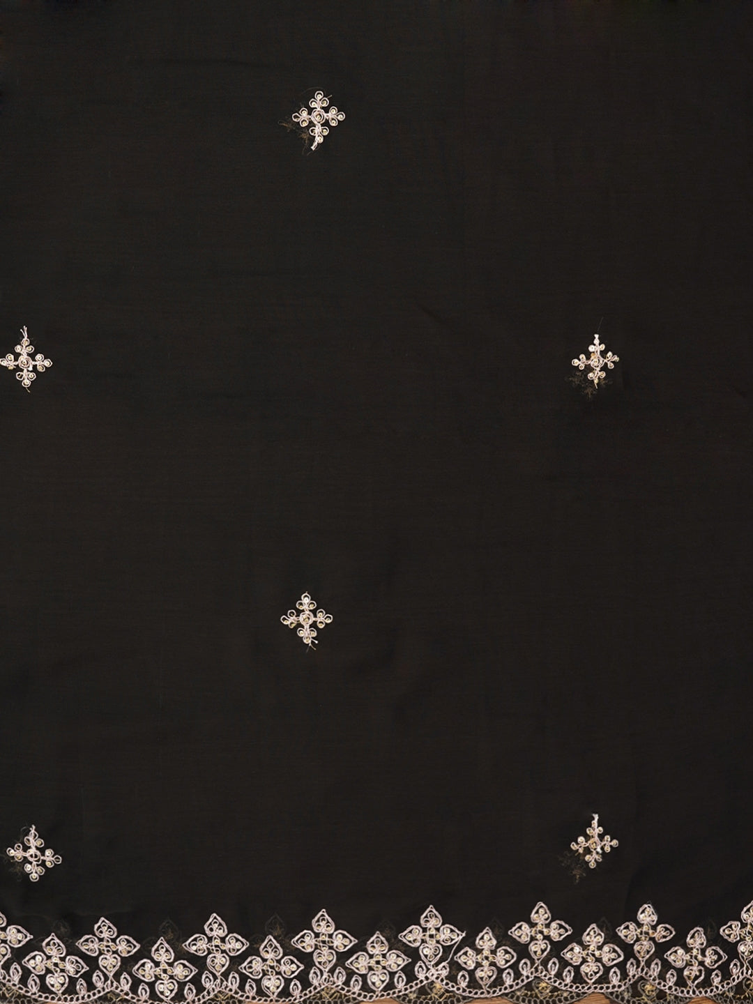 Black Zari Embroidered Silk Georgette Dress Material with Dupatta