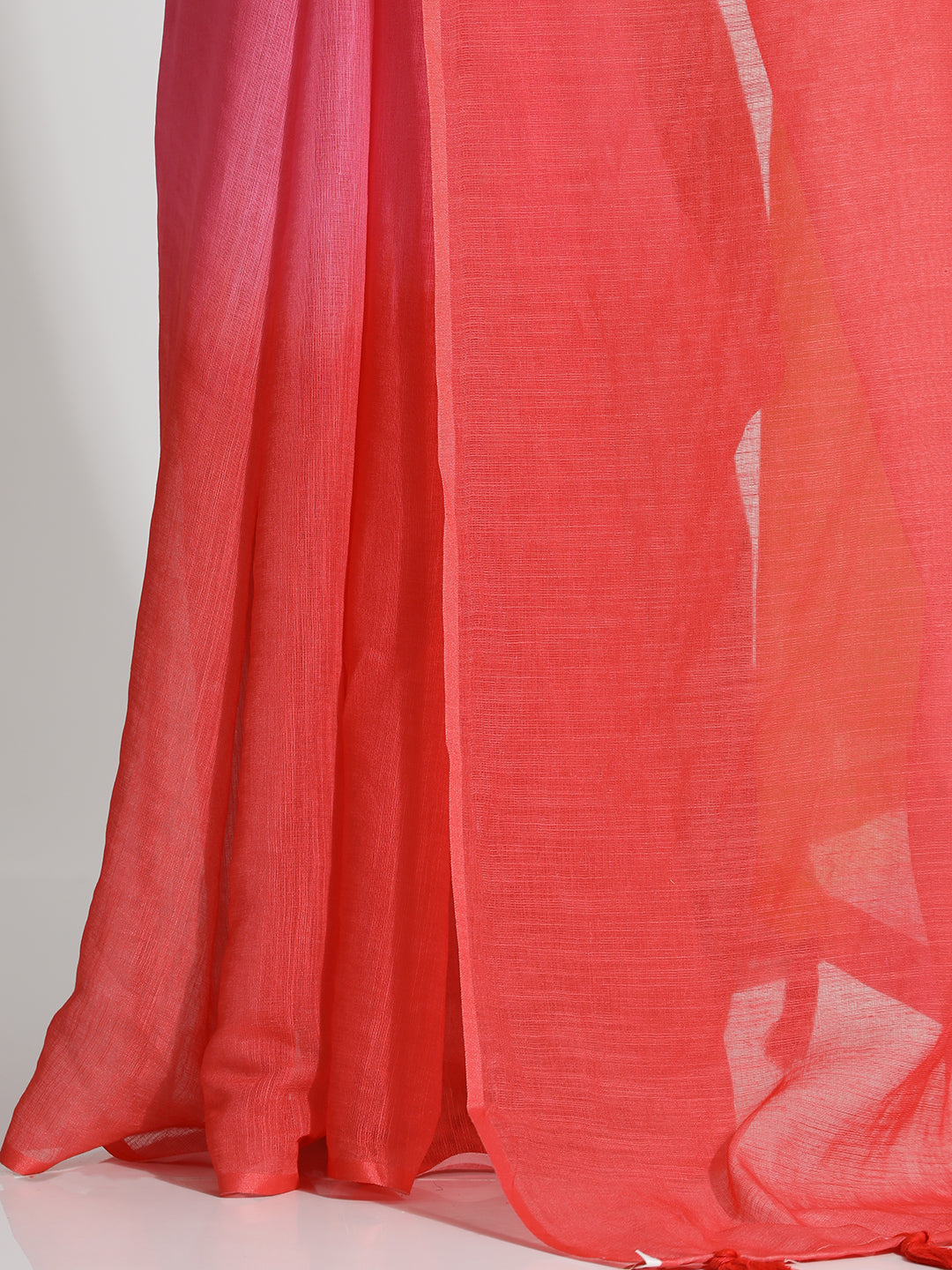 Ombre Daily Wear Pure Linen Red Saree