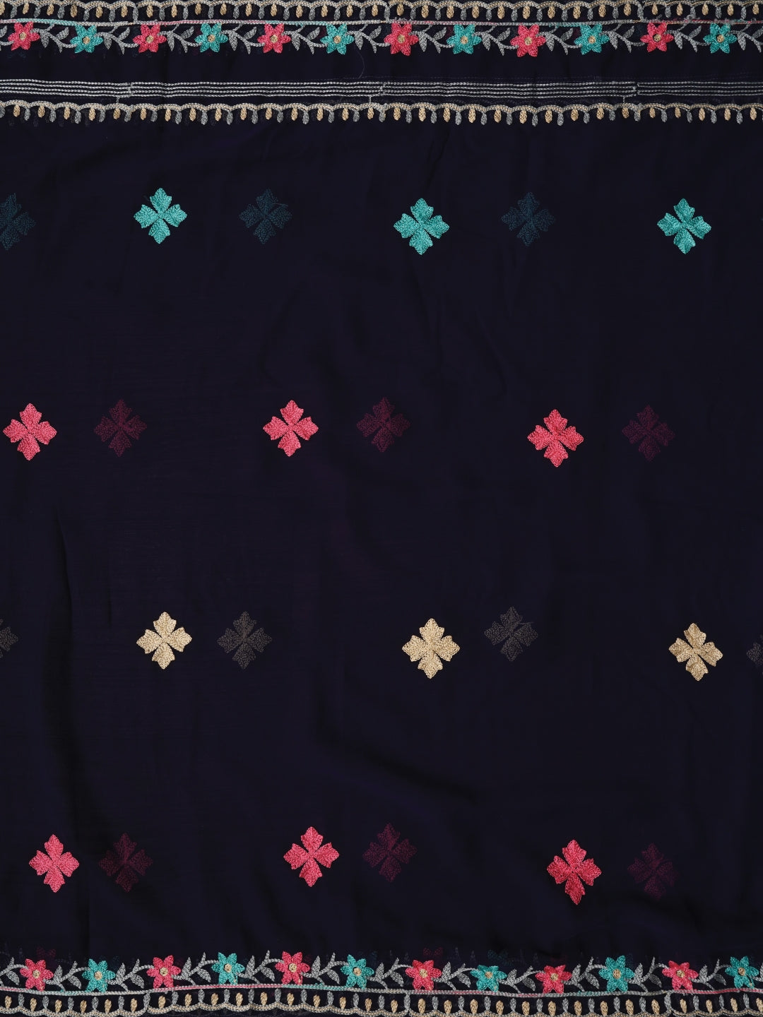 Blue Sequin Embroidered Silk Georgette Dress Material with Dupatta