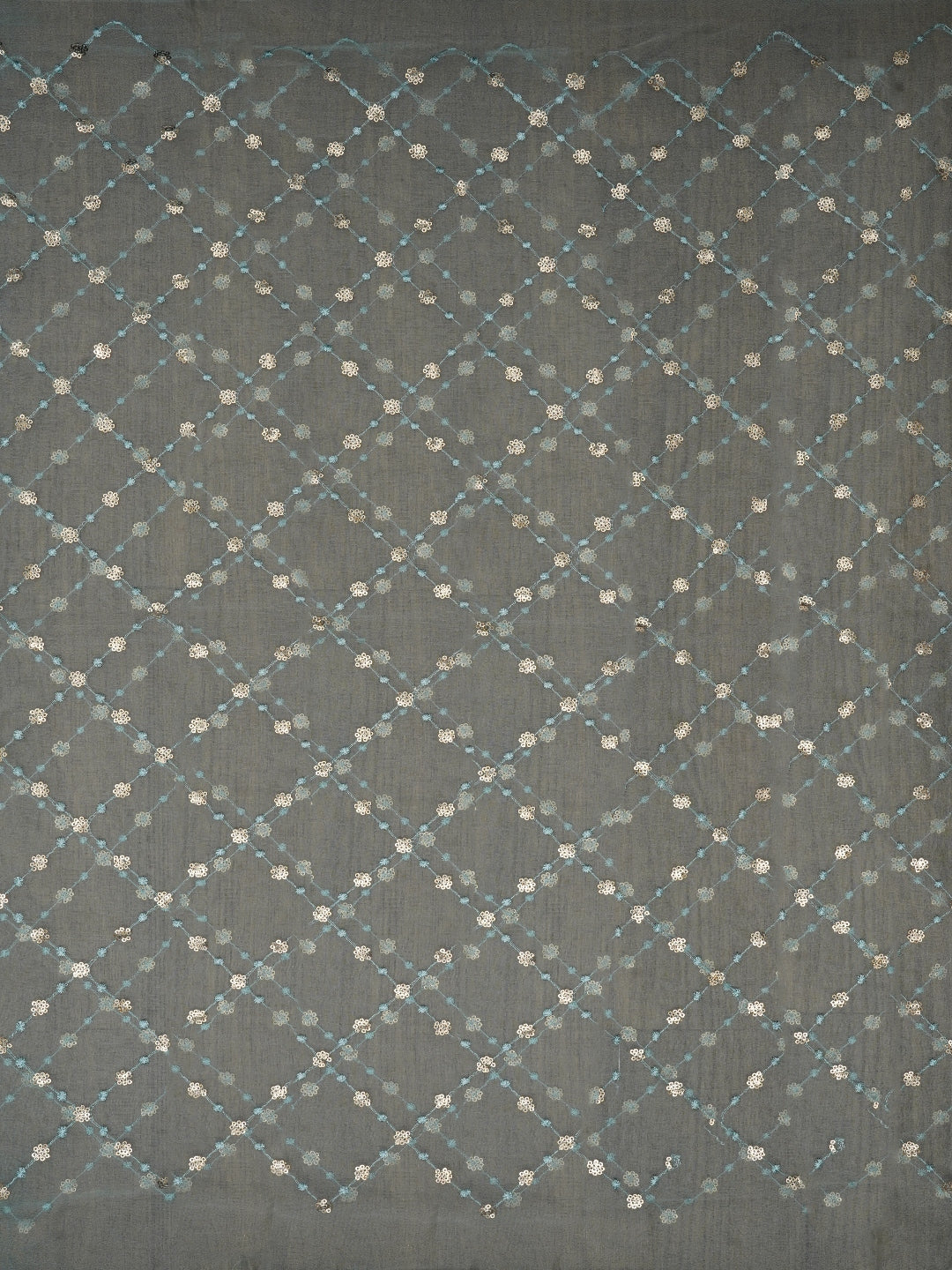 Sea Green Festive Embellished Organza Dress Material with Dupatta