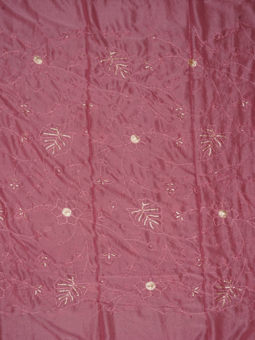 Pink Floral Sequin Embroidered Organza Dress Material with Dupatta