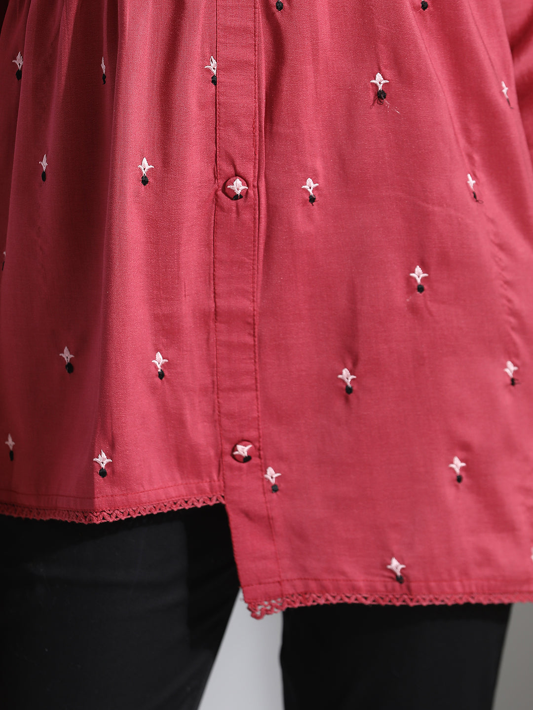 Pink Embroidered Party Wear Asymmetrical Top