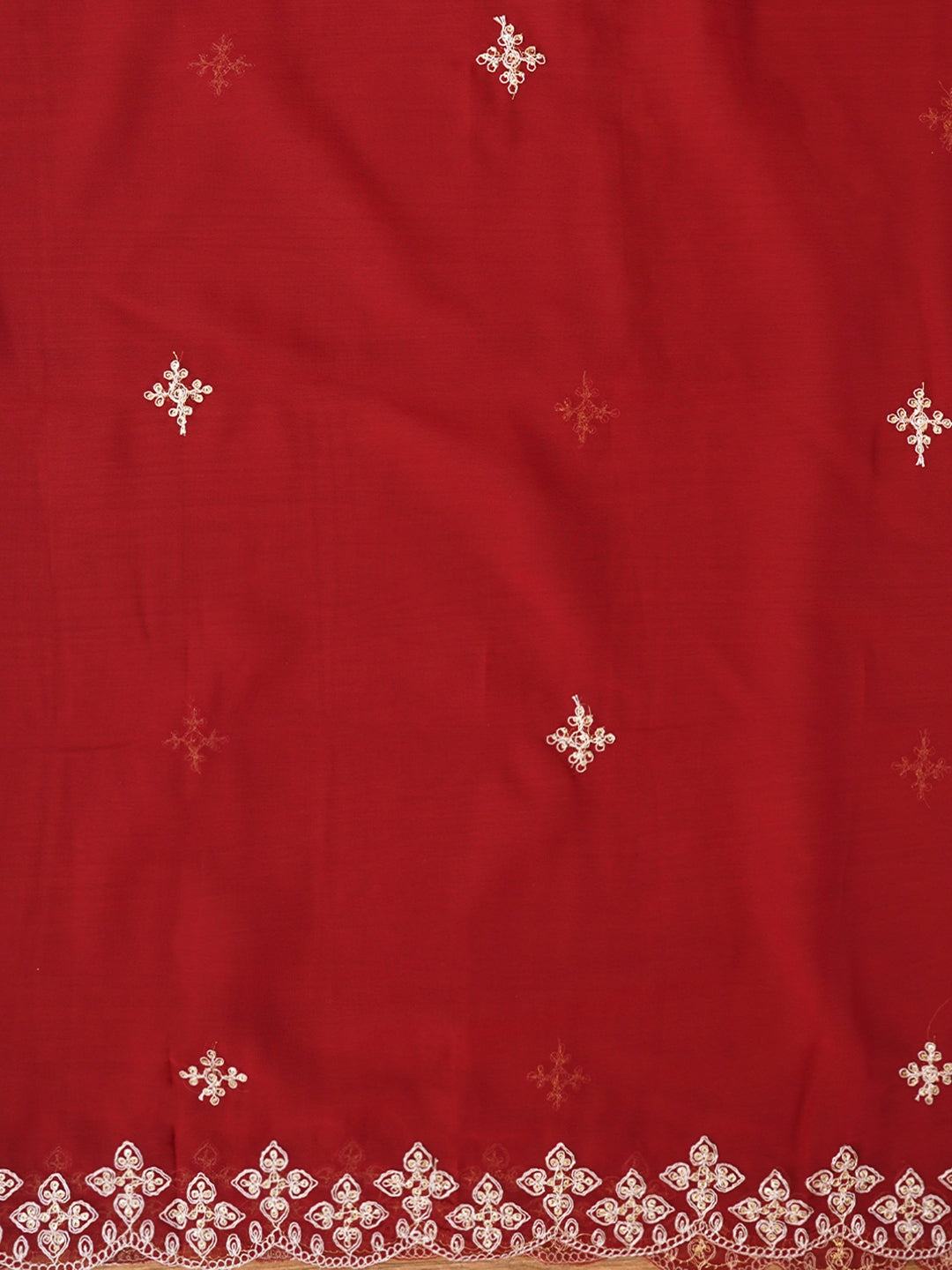 Maroon Zari Embroidered Silk Georgette Dress Material with Dupatta