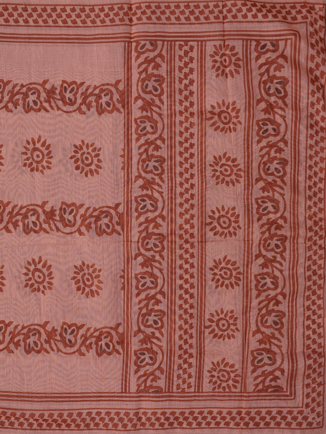 Peach Floral Printed Cotton Blend Dress Material with Dupatta