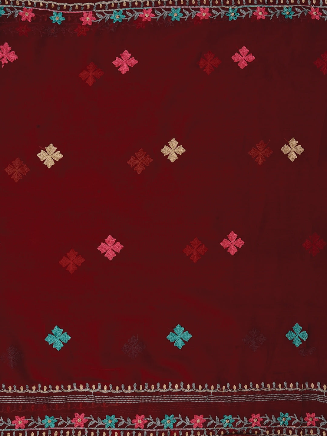 Red Sequin Embroidered Silk Georgette Dress Material with Dupatta