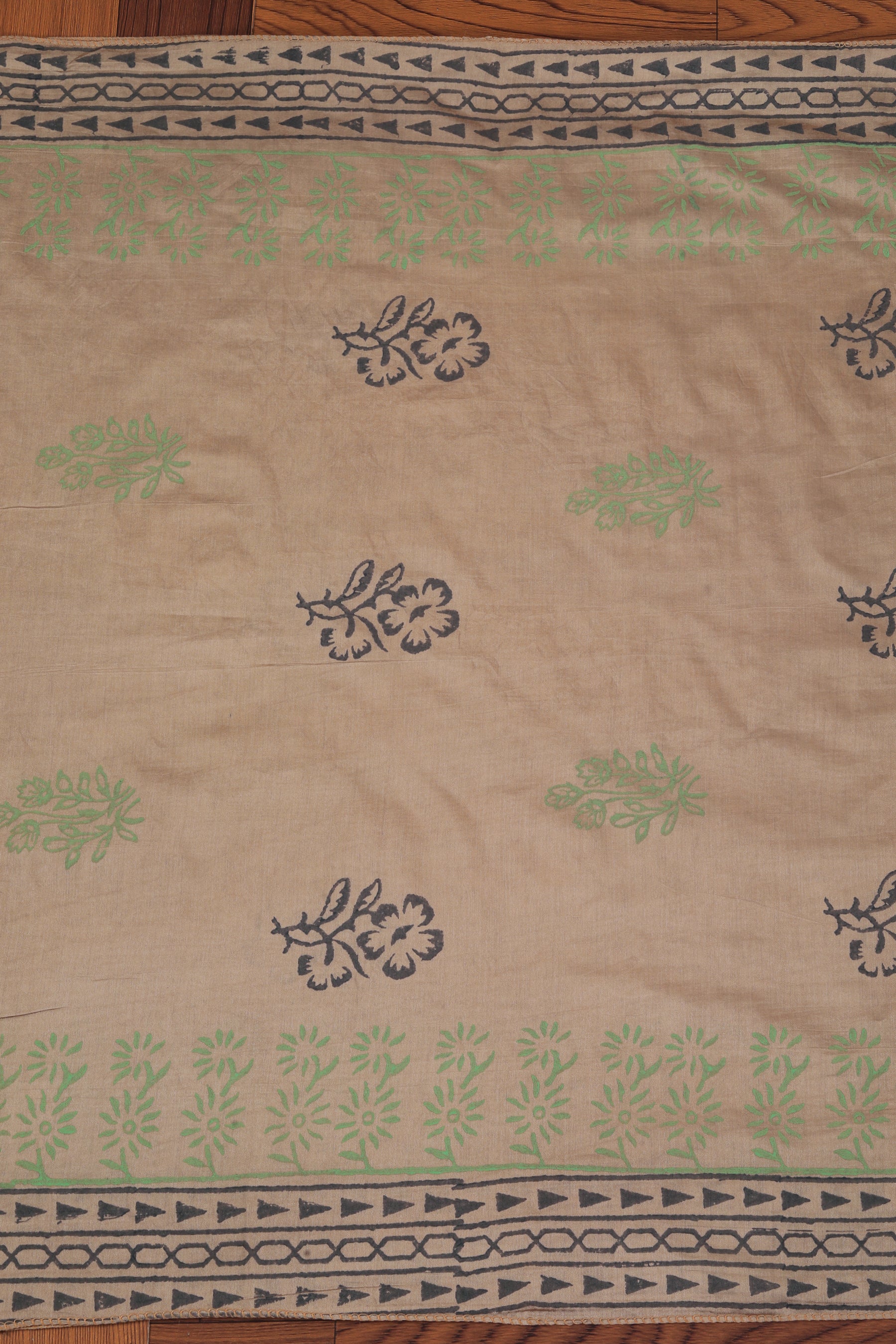 Mint Green Printed Cotton Blend Gota Patti Dress Material with Dupatta