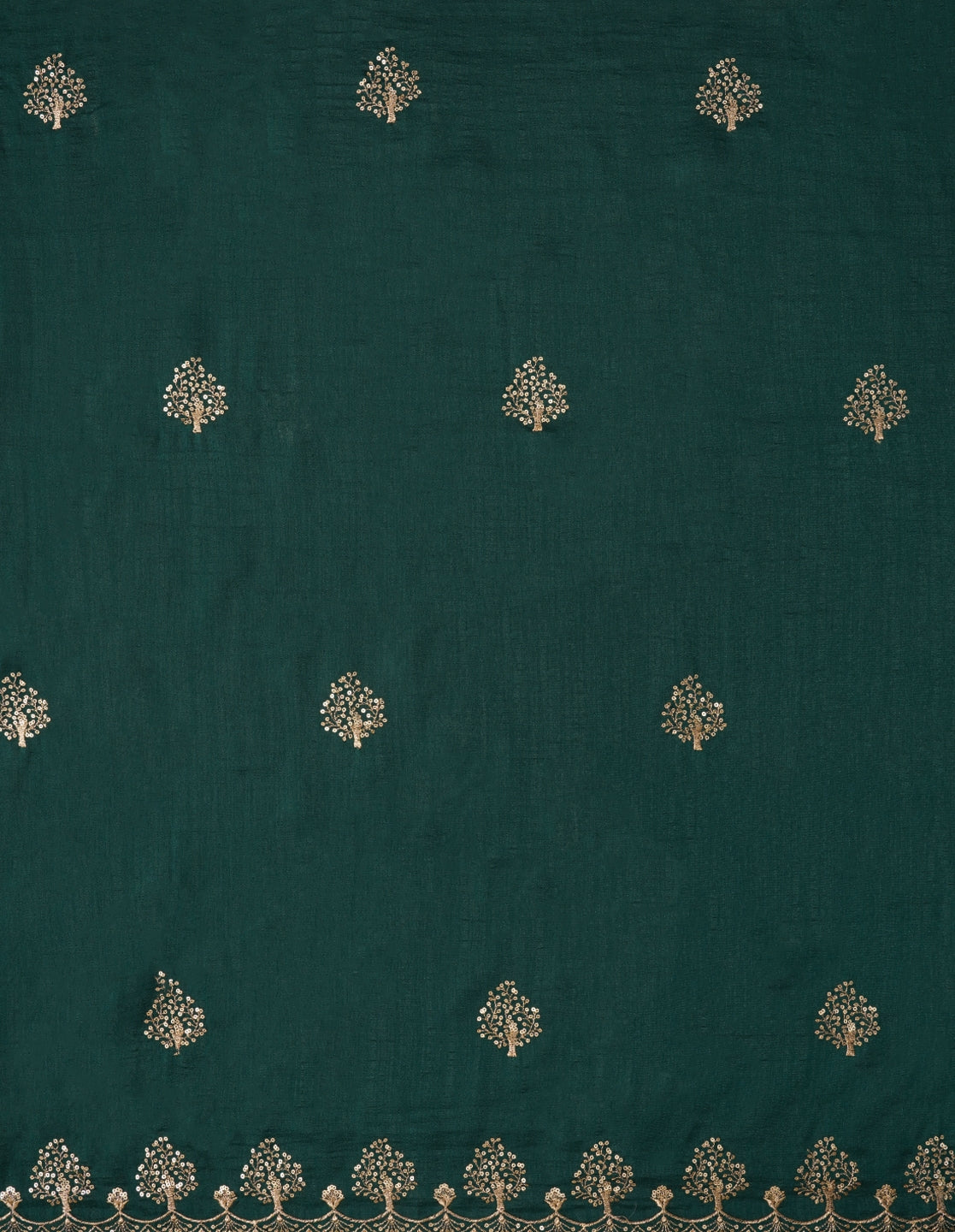 Green Sequin Work Cotton Blend Dress Material with Dupatta