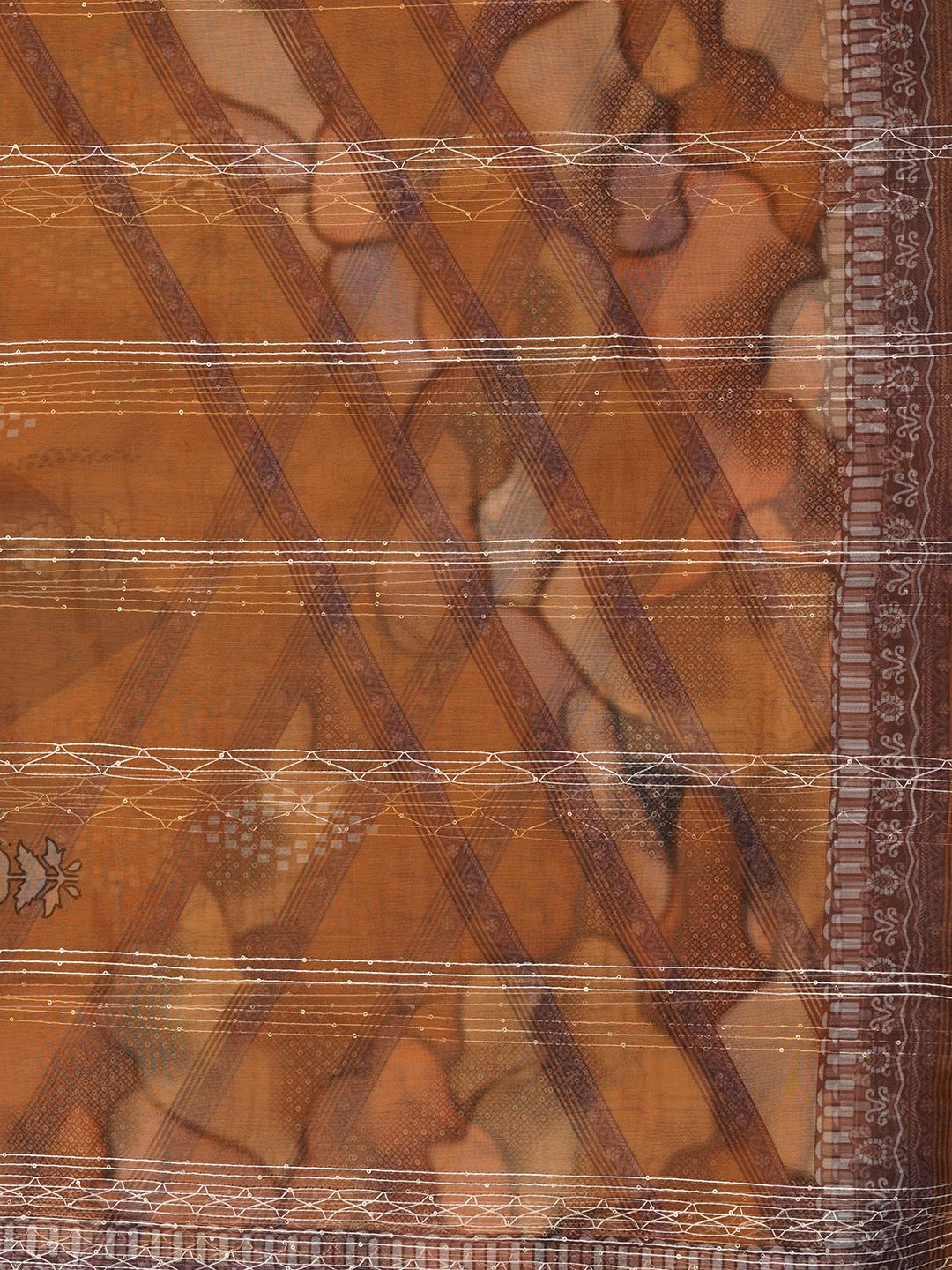 Mustard Unstitched Embroidered Organza Dress Material With Dupatta