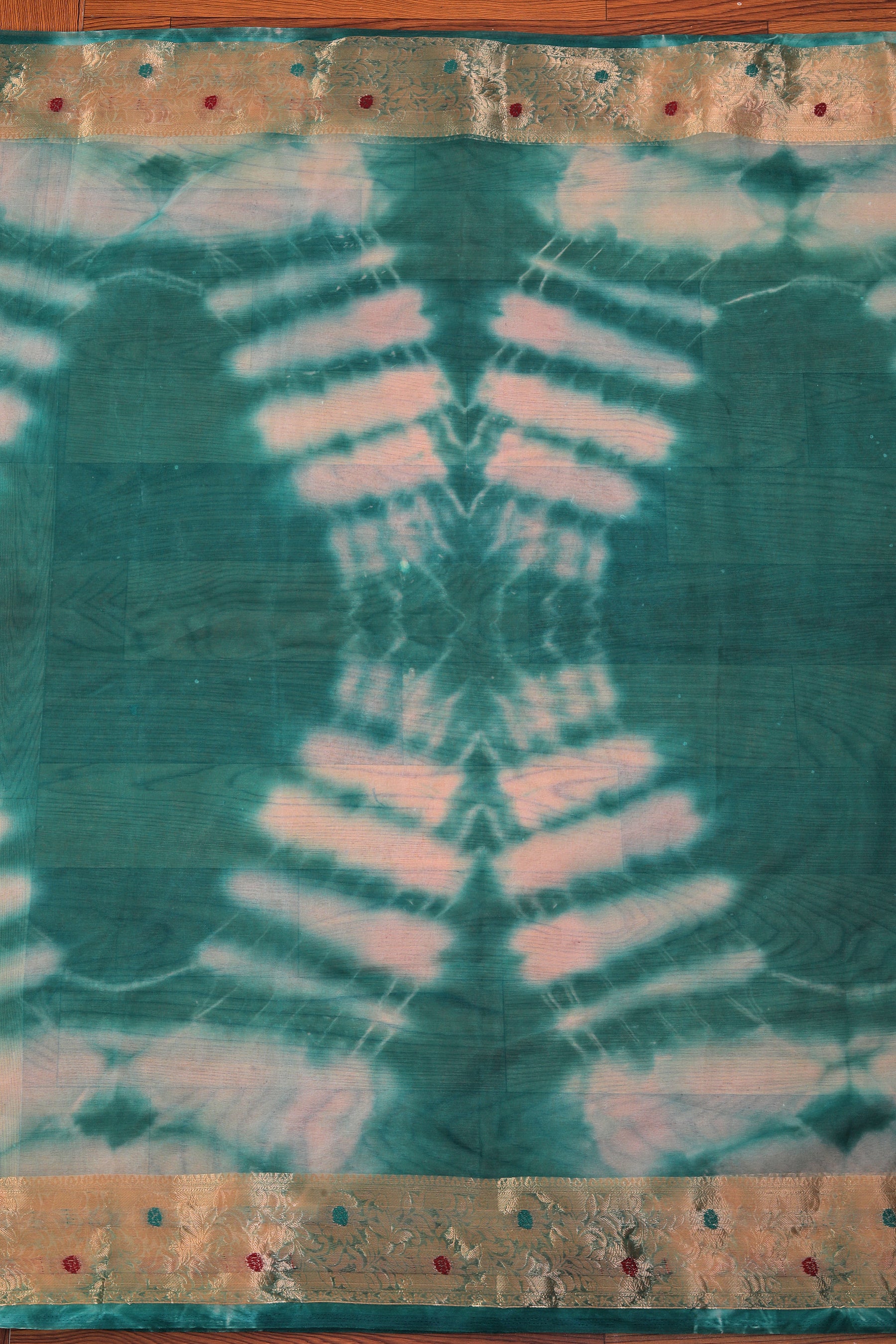 Blue Embellished Cotton Blend Dress Material with Dupatta