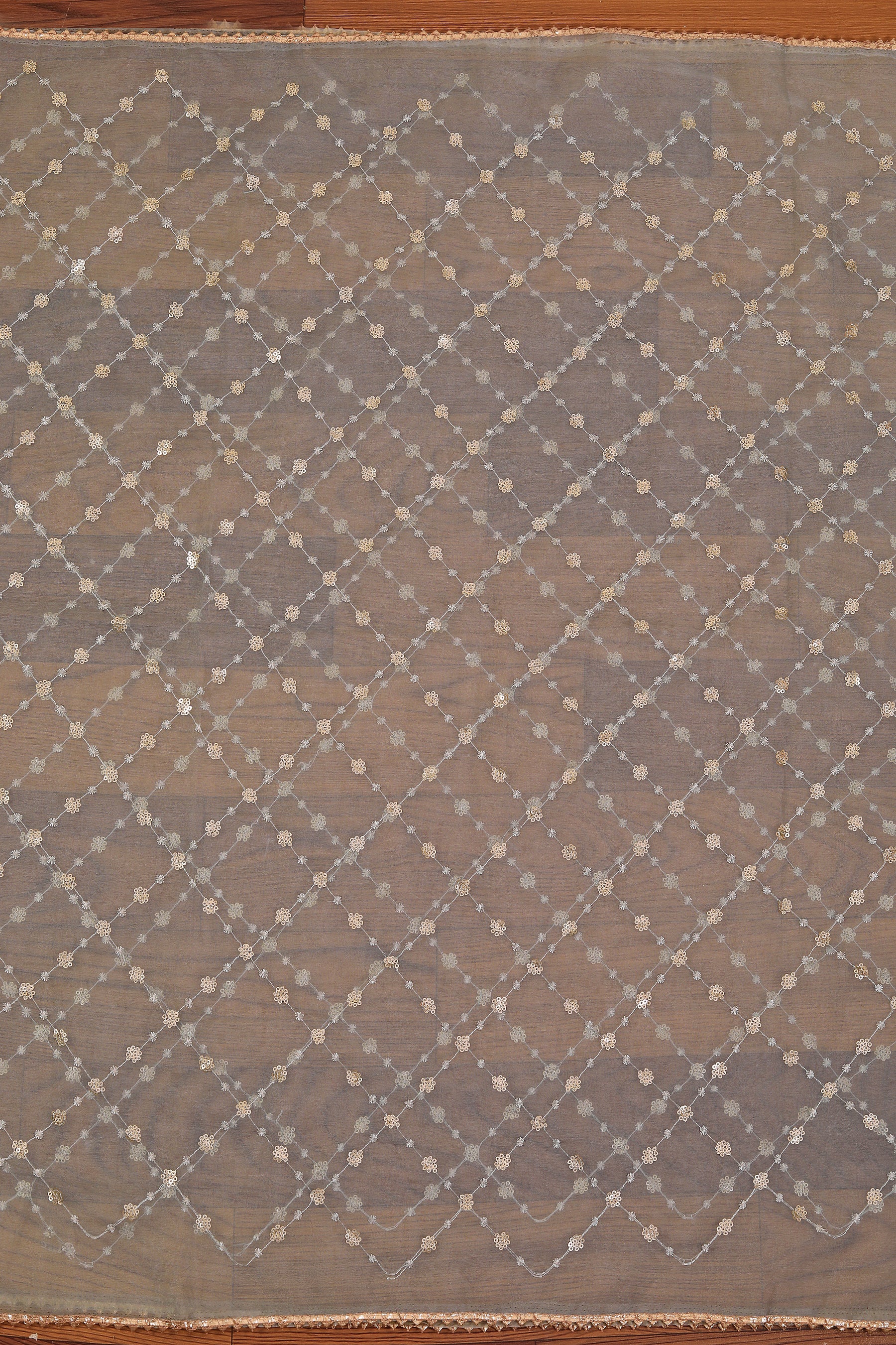 Green Embellished Ethnic Motif Printed Organza Dress Material With Dupatta