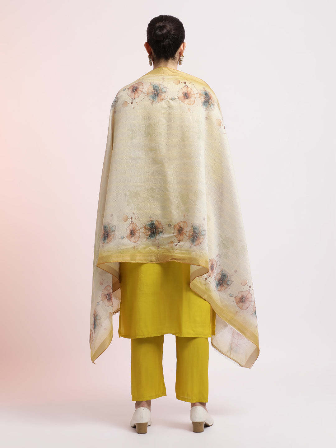 Light Green Embroidered Cotton Festive Kurta Set With Dupatta