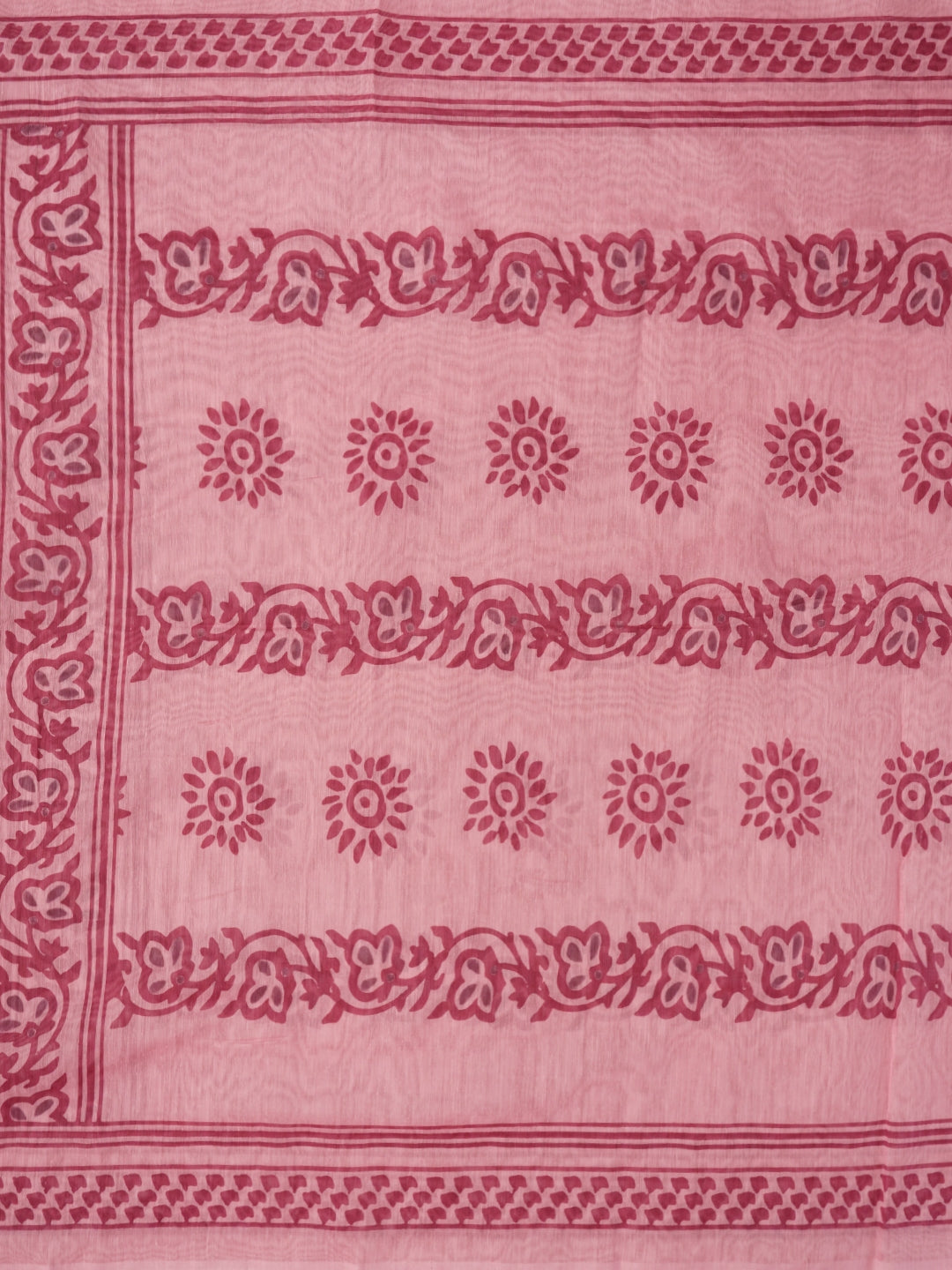 Pink Floral Printed Cotton Blend Dress Material with Dupatta