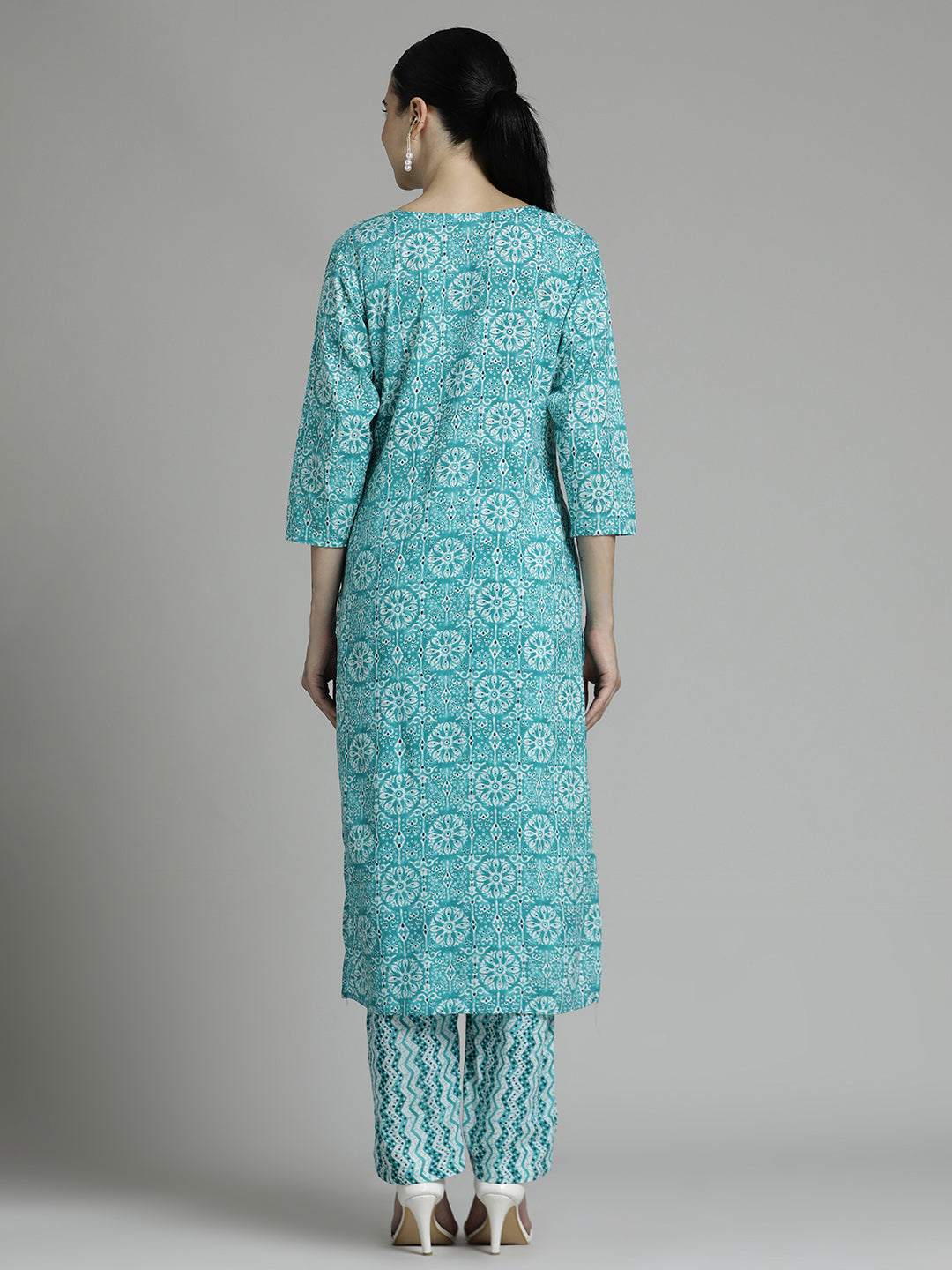 Pure Cotton Printed Sky Blue Suit Set