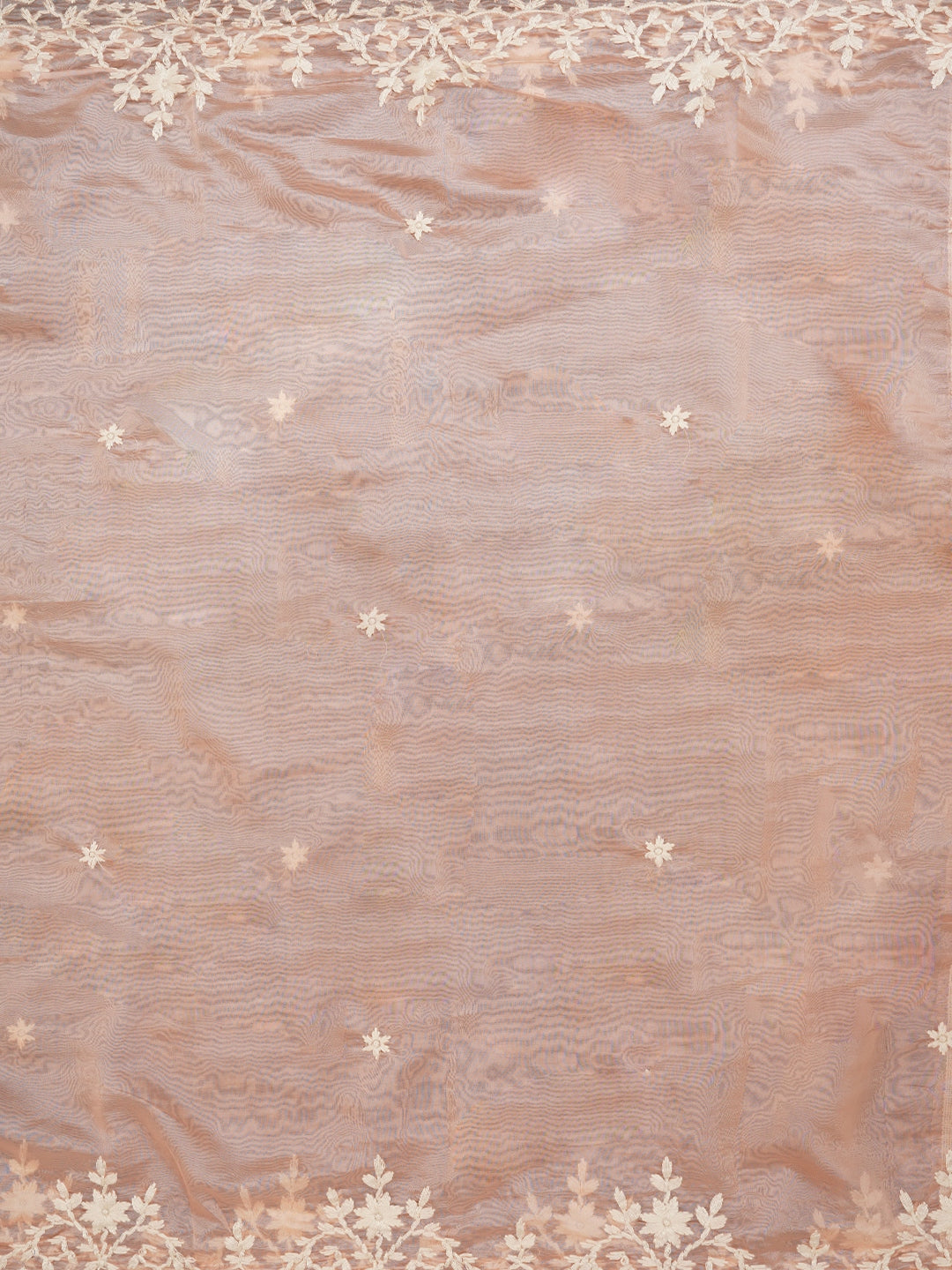 Sequin Off White Embroidered Silk Blend Dress Material with Dupatta