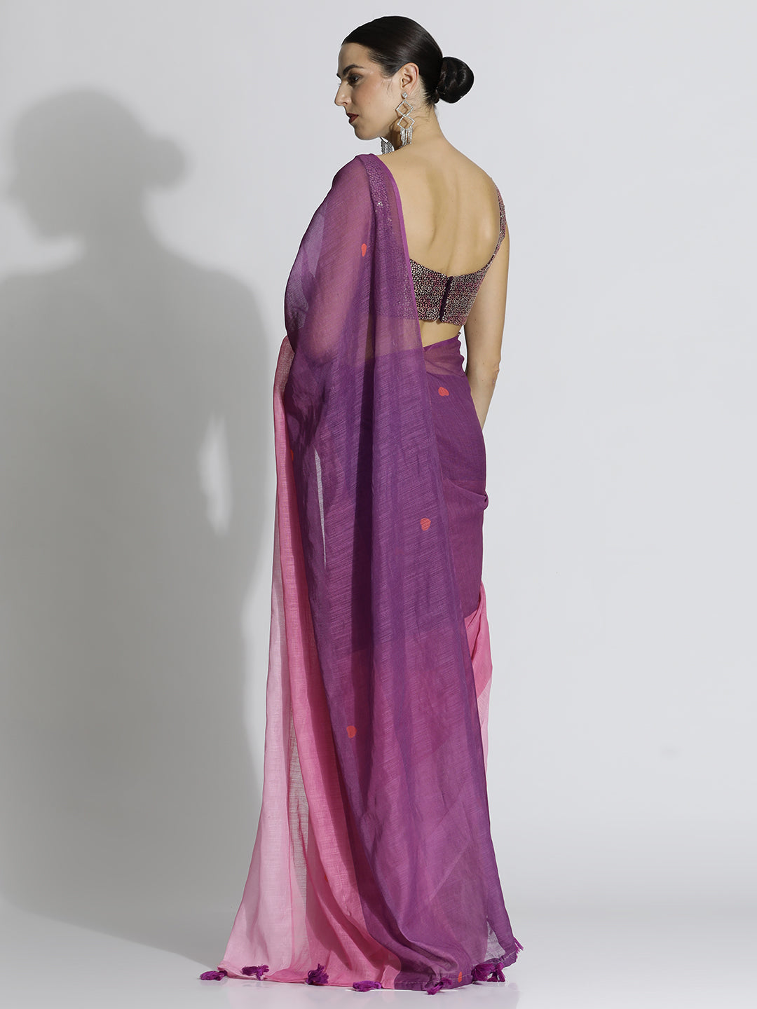 Colorblocked Daily Wear Pure Linen Saree