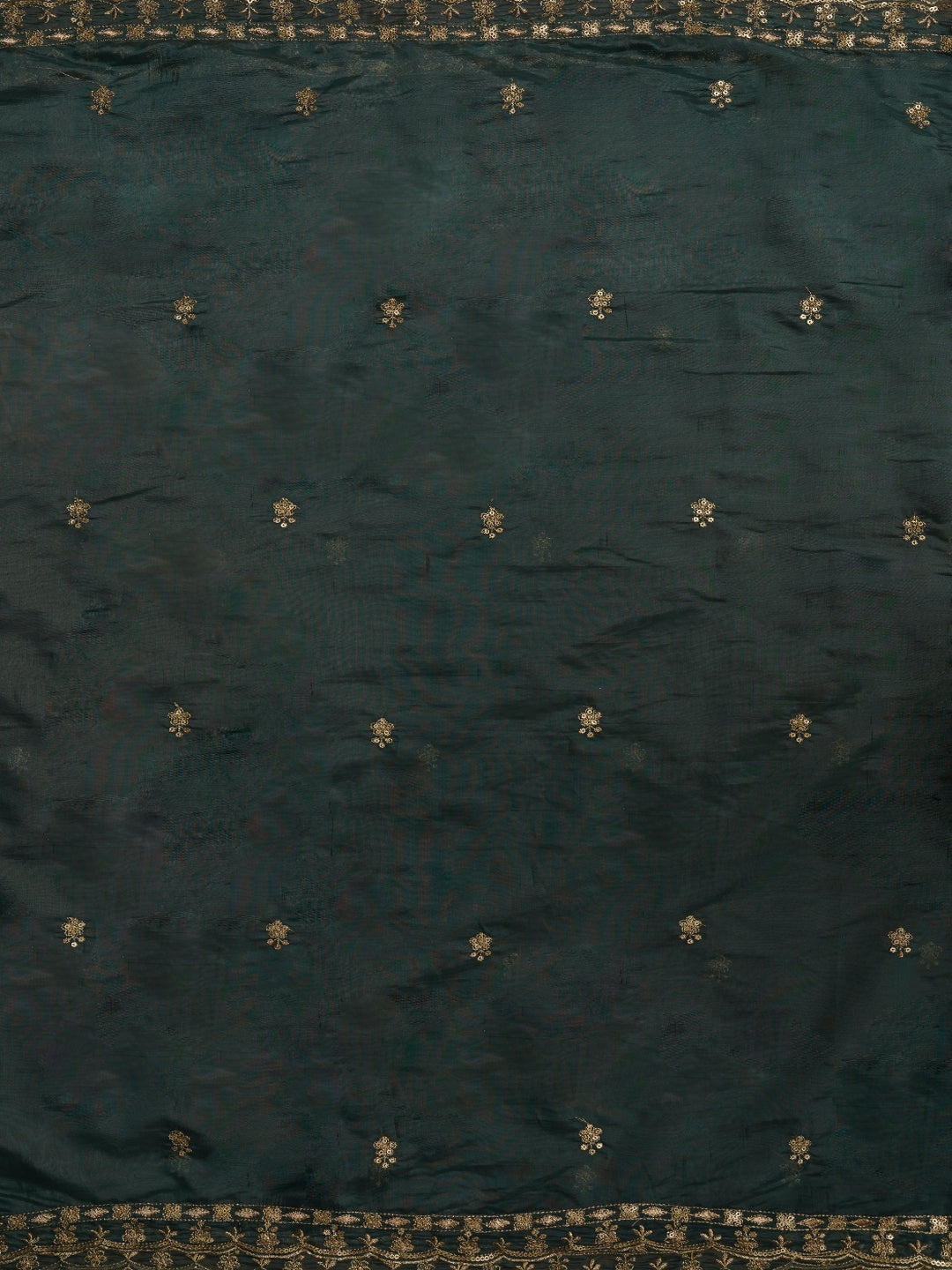 Sea Green Floral Printed Sequin Embroidered Dress Material with Dupatta