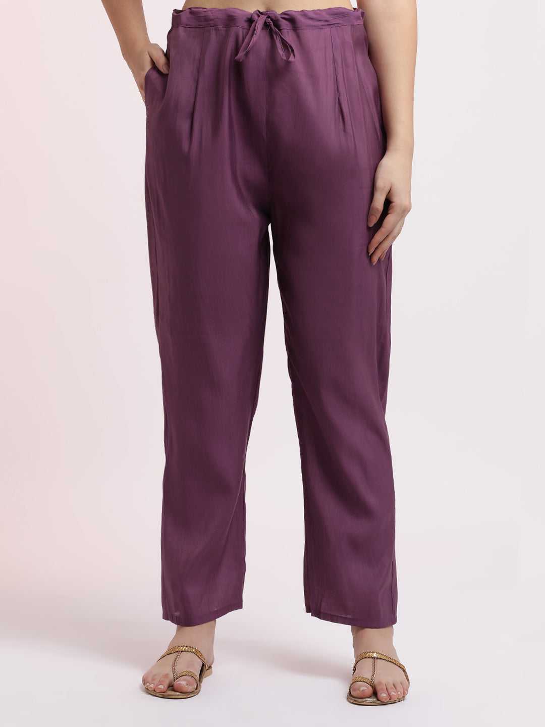 Purple Embroidered Cotton Festive Kurta Set With Dupatta