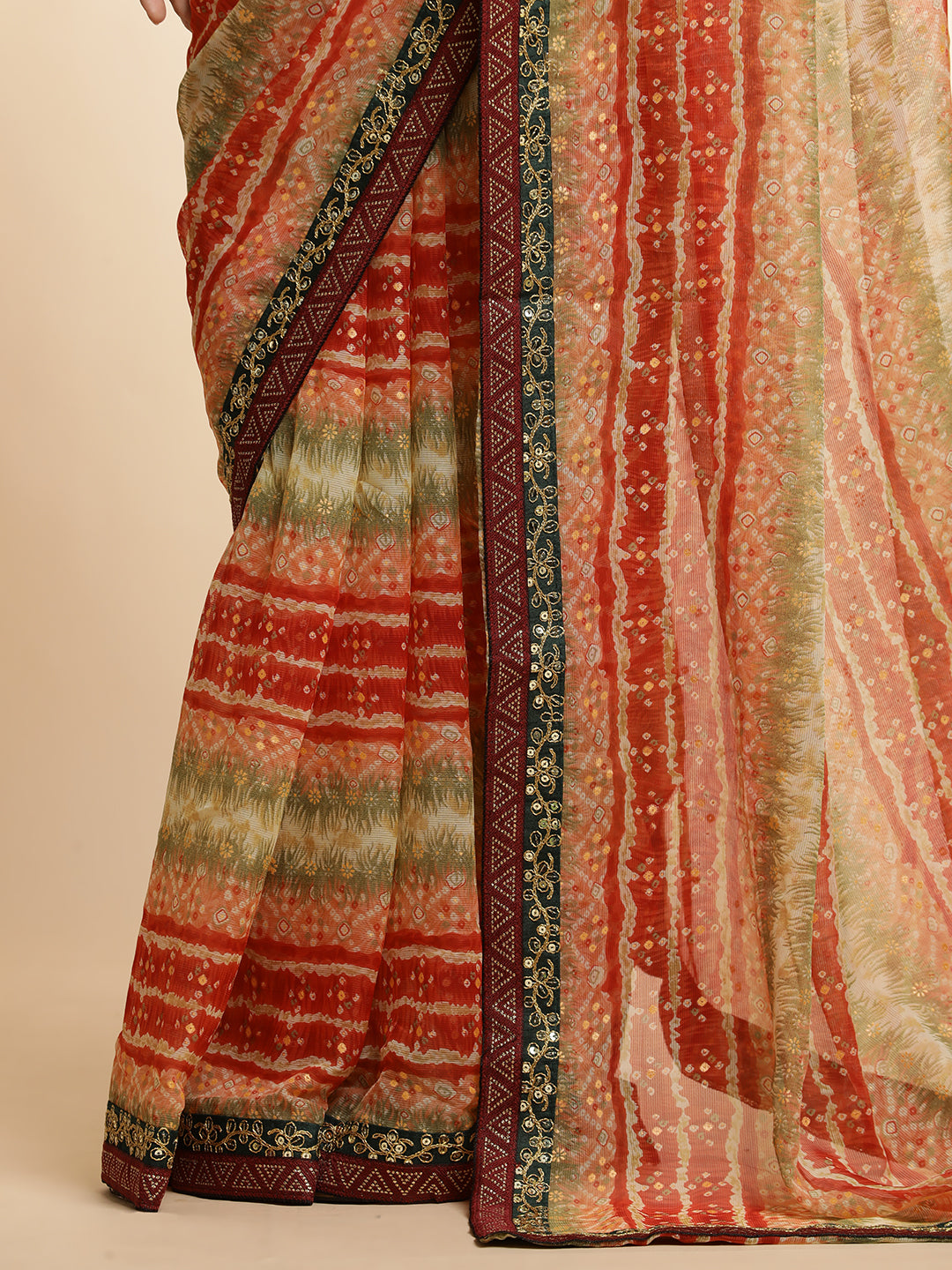 Red Printed Lightweight Georgette Saree