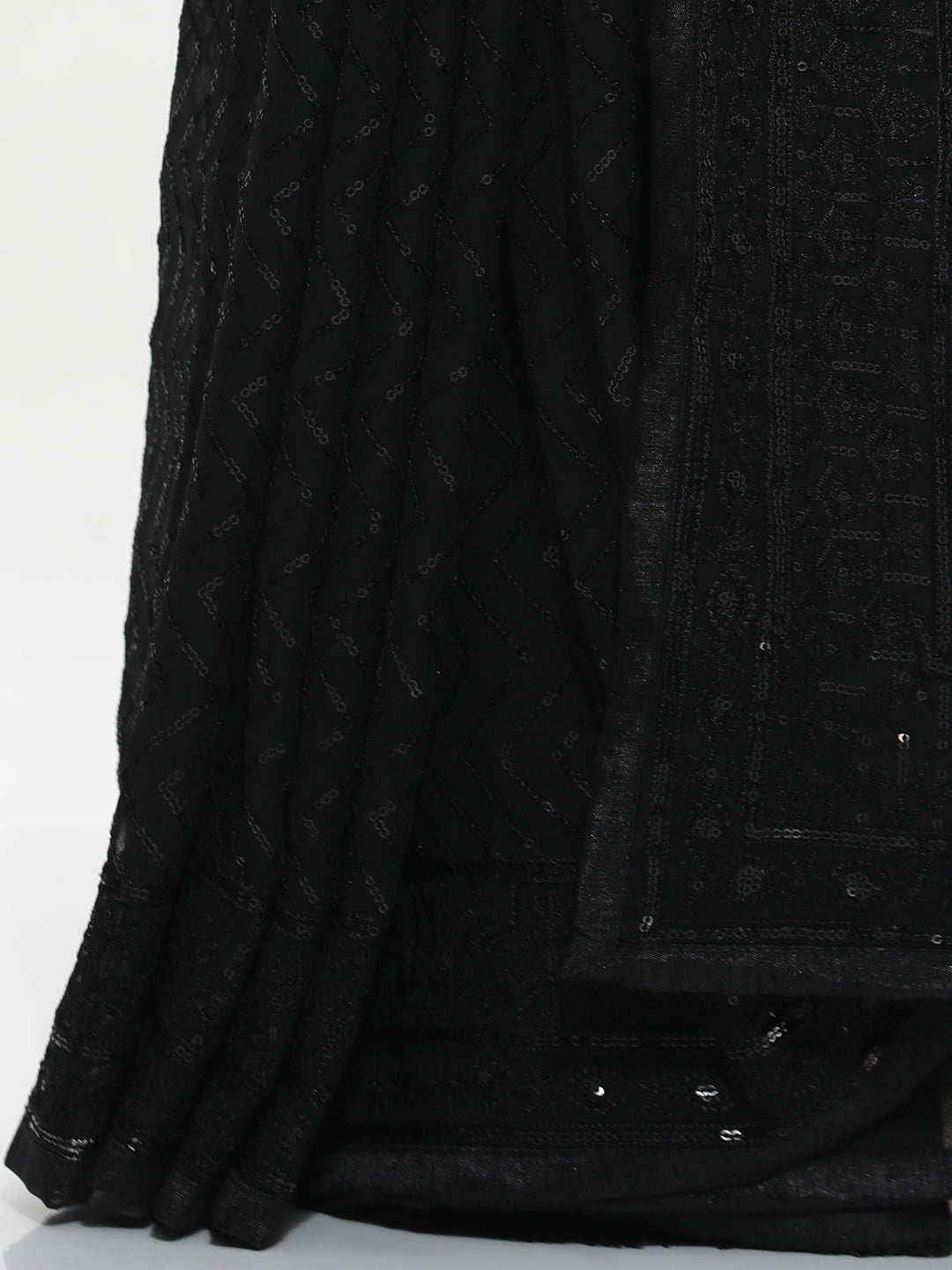 Pure Georgette Black Sequins Saree