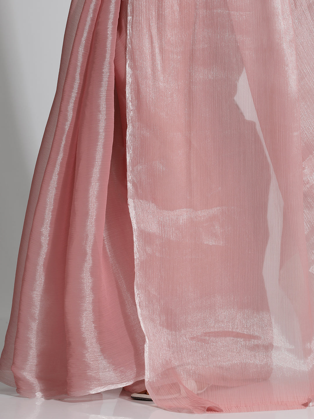 Peach Festive Tissue Solid Saree