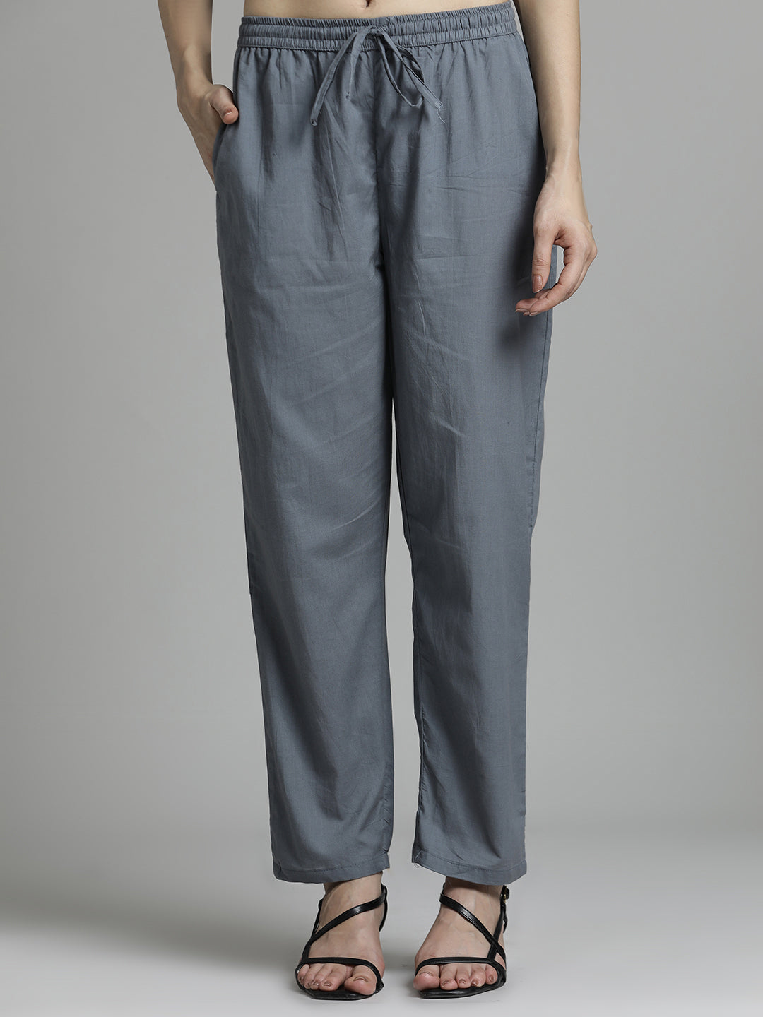 Ethnic Printed Grey Kurta Set With Tie-Dye Dupatta