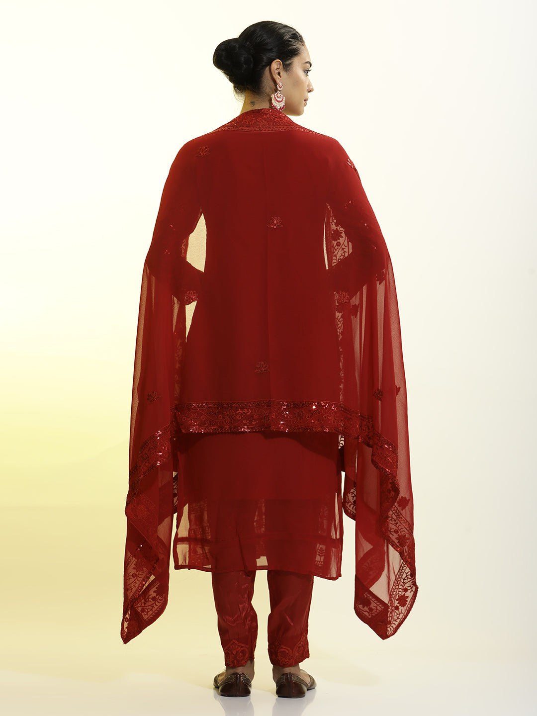 Heavy Embroidered Organza Festive Kurta Set With Dupatta