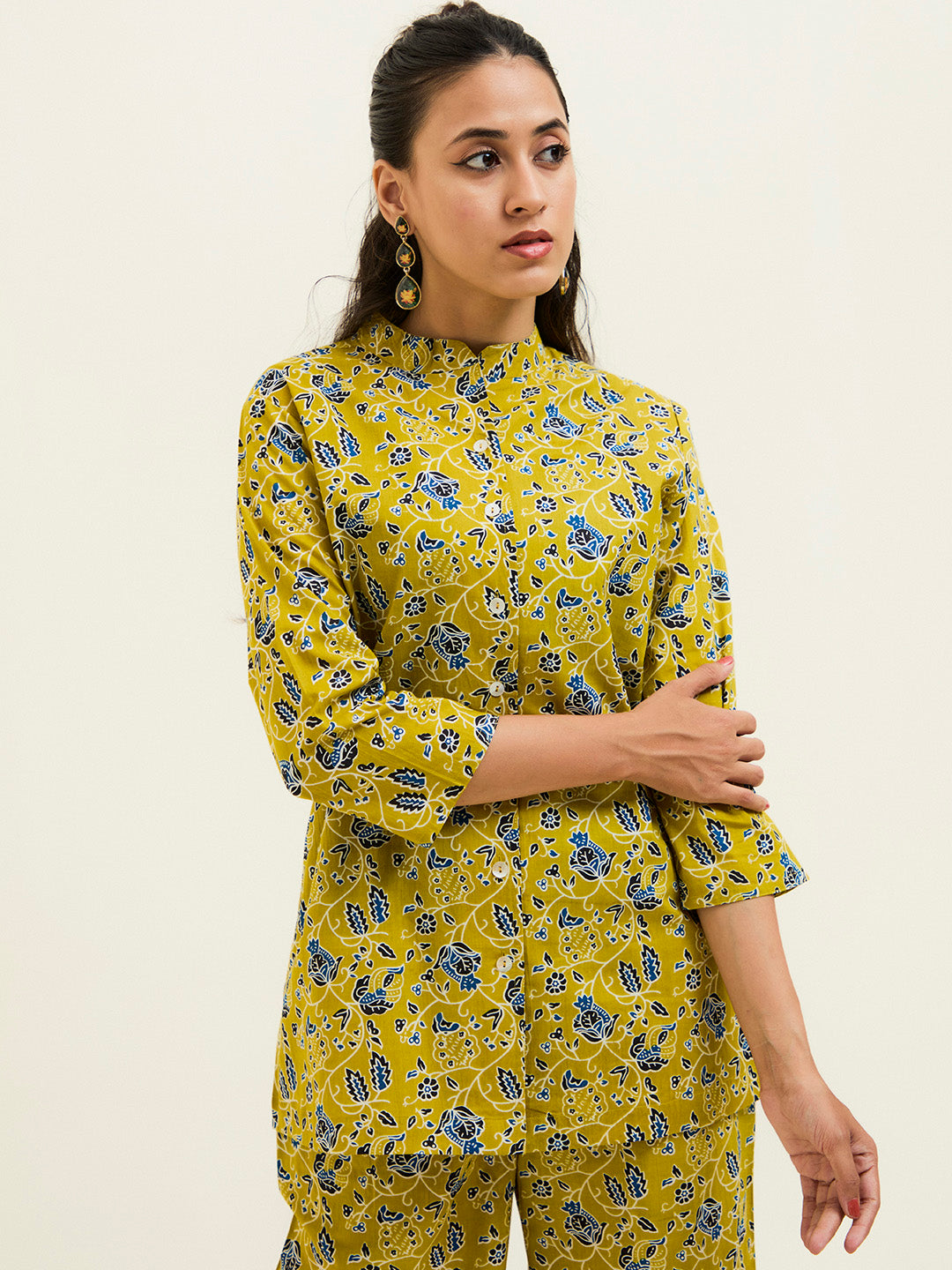 Mustard Handblock Printed Cotton Co-ord Set