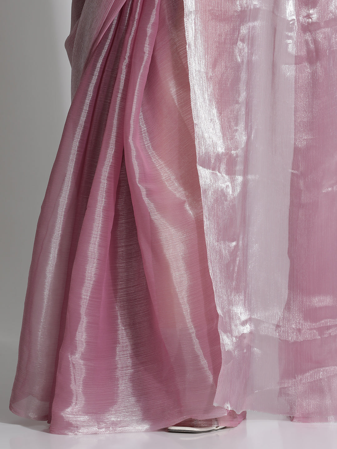 Pink Festive Tissue Solid Saree