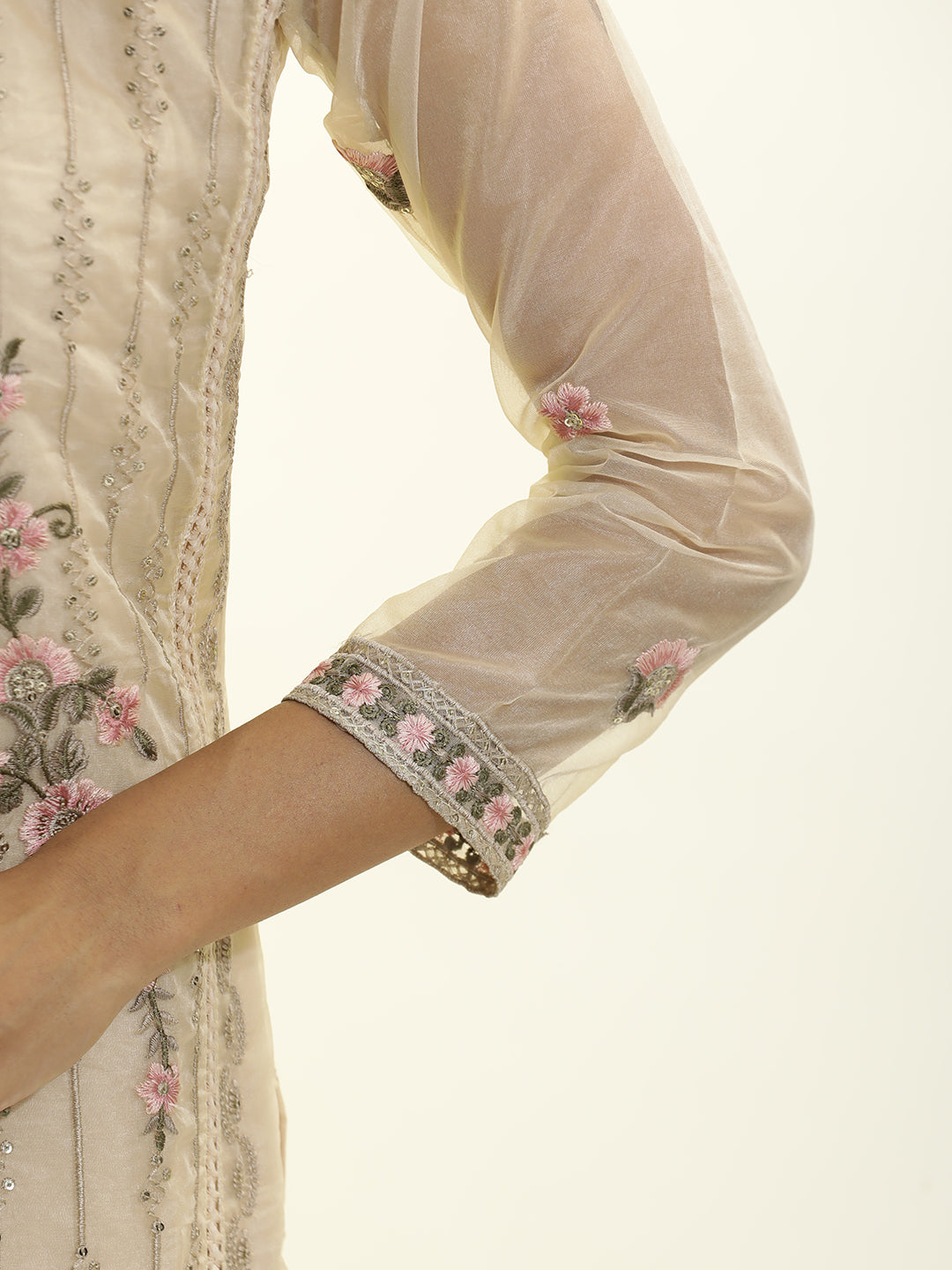 Heavy Embroidered Organza Festive Kurta Set With Dupatta