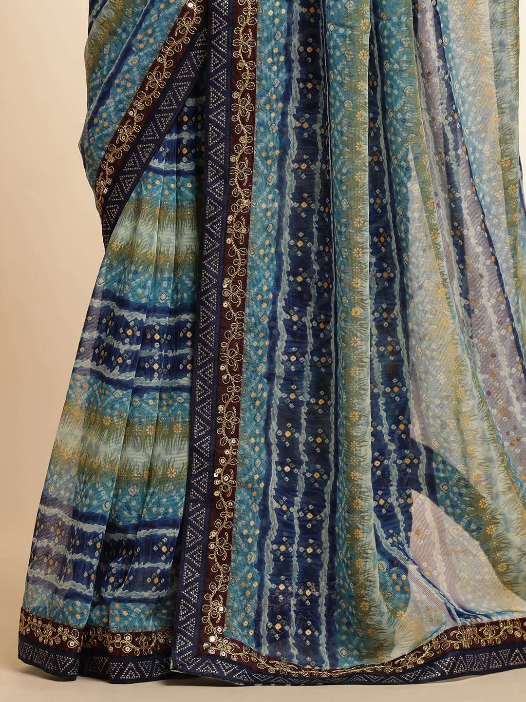 Blue Printed Lightweight Georgette Saree