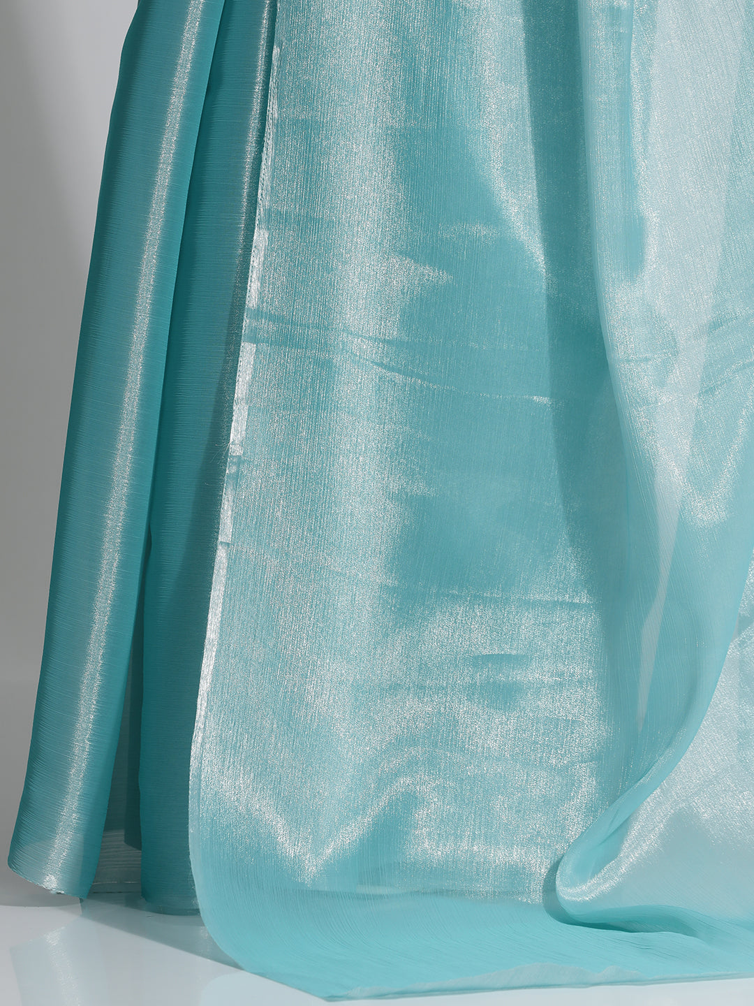 Sky Blue Festive Tissue Solid Saree