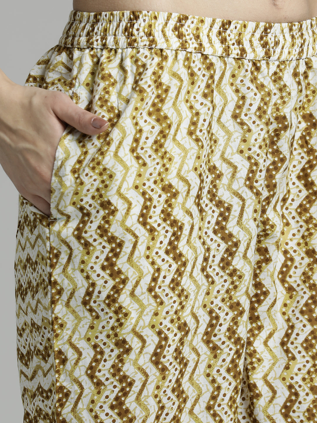 Mustard Ethnic Printed Pure Cotton Suit Set