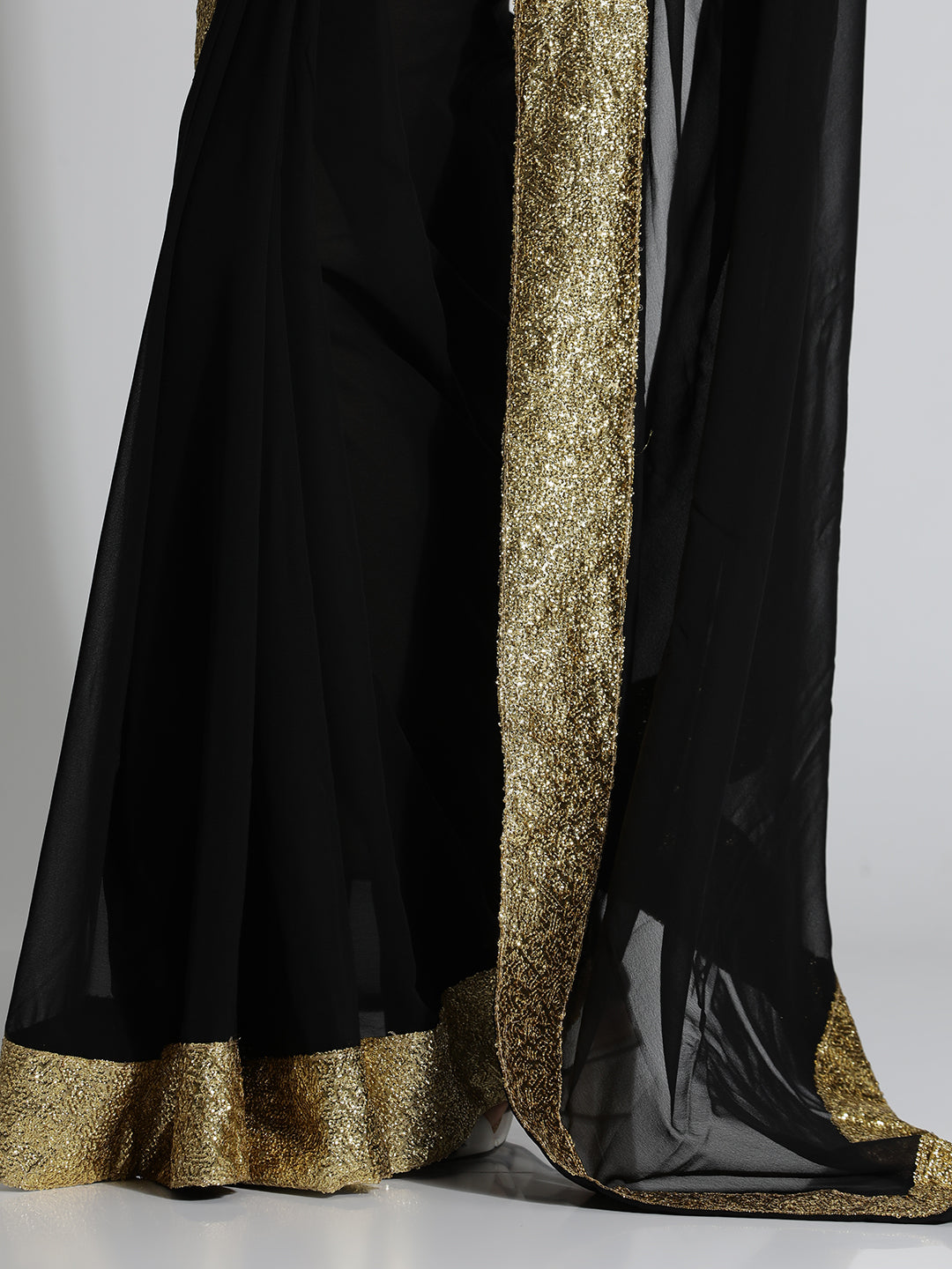 Sequin Embroidered Georgette Party Wear Black Saree