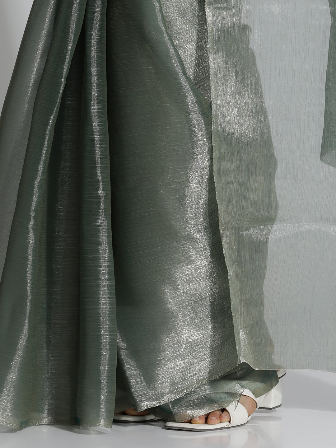 Olive Festive Tissue Solid Saree