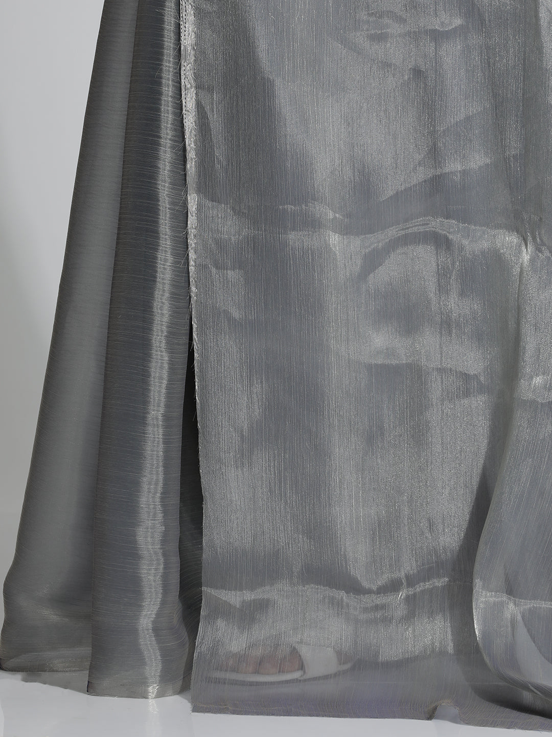 Grey Festive Tissue Solid Saree