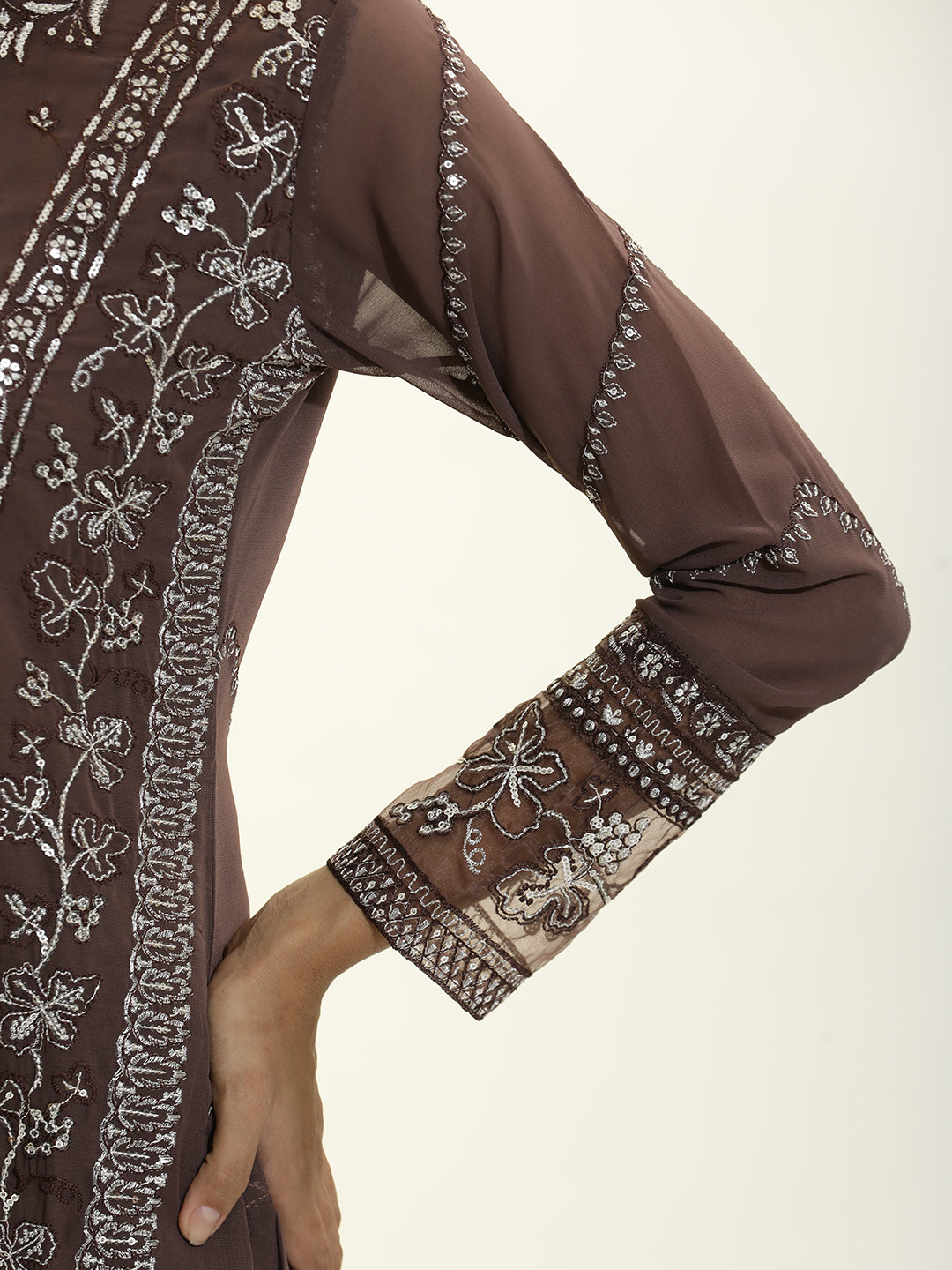 Festive Embroidered Georgette Party Wear Kurta Set With Dupatta